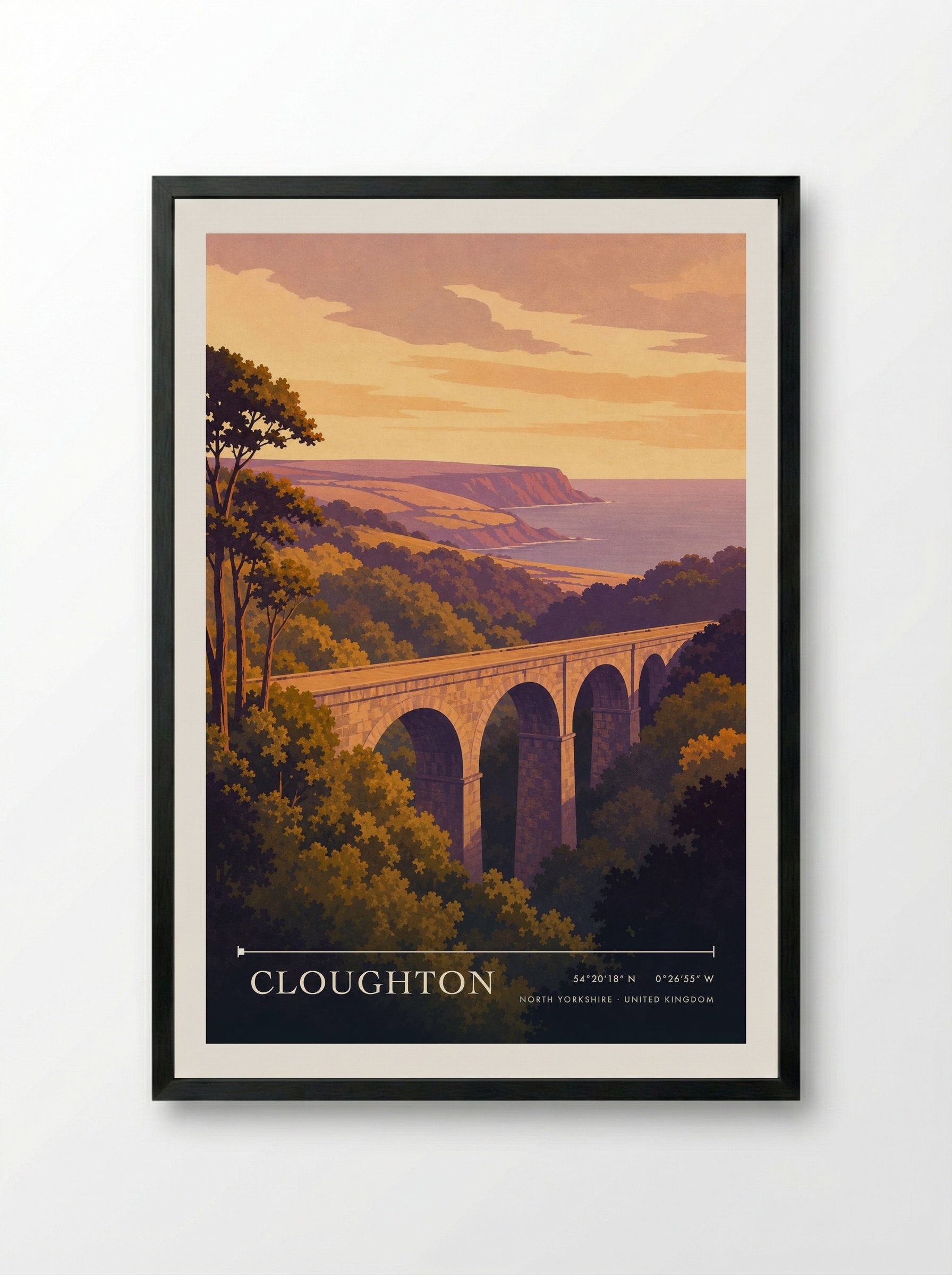 Cloughton North Yorkshire United Kingdom Travel Poster - Framed Print Black