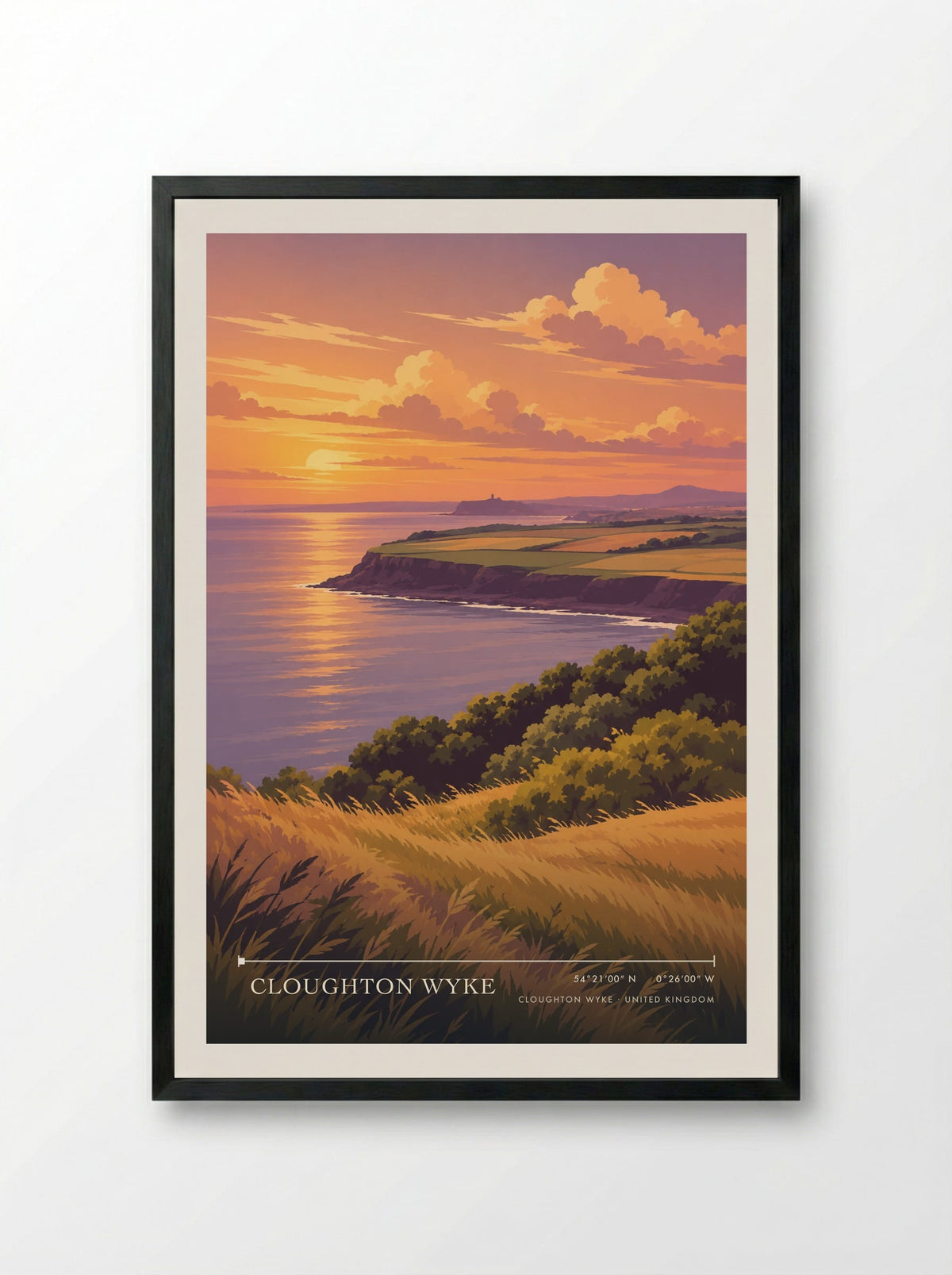 Cloughton Wyke | Travel Poster - Framed Print Black