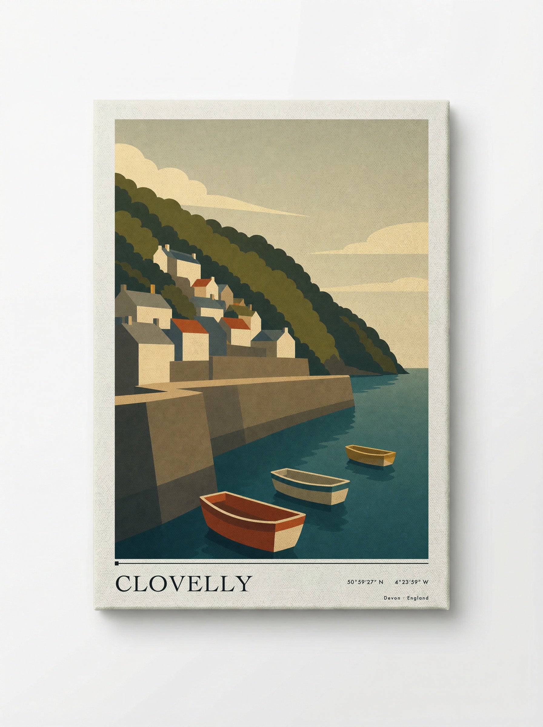 Clovelly Devon Travel Poster - Canvas