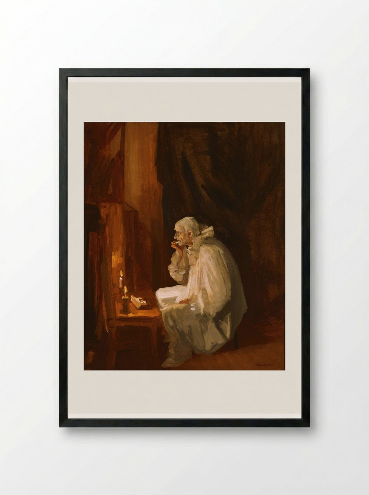 Clown Making Up - John French Sloan - Framed Print Black