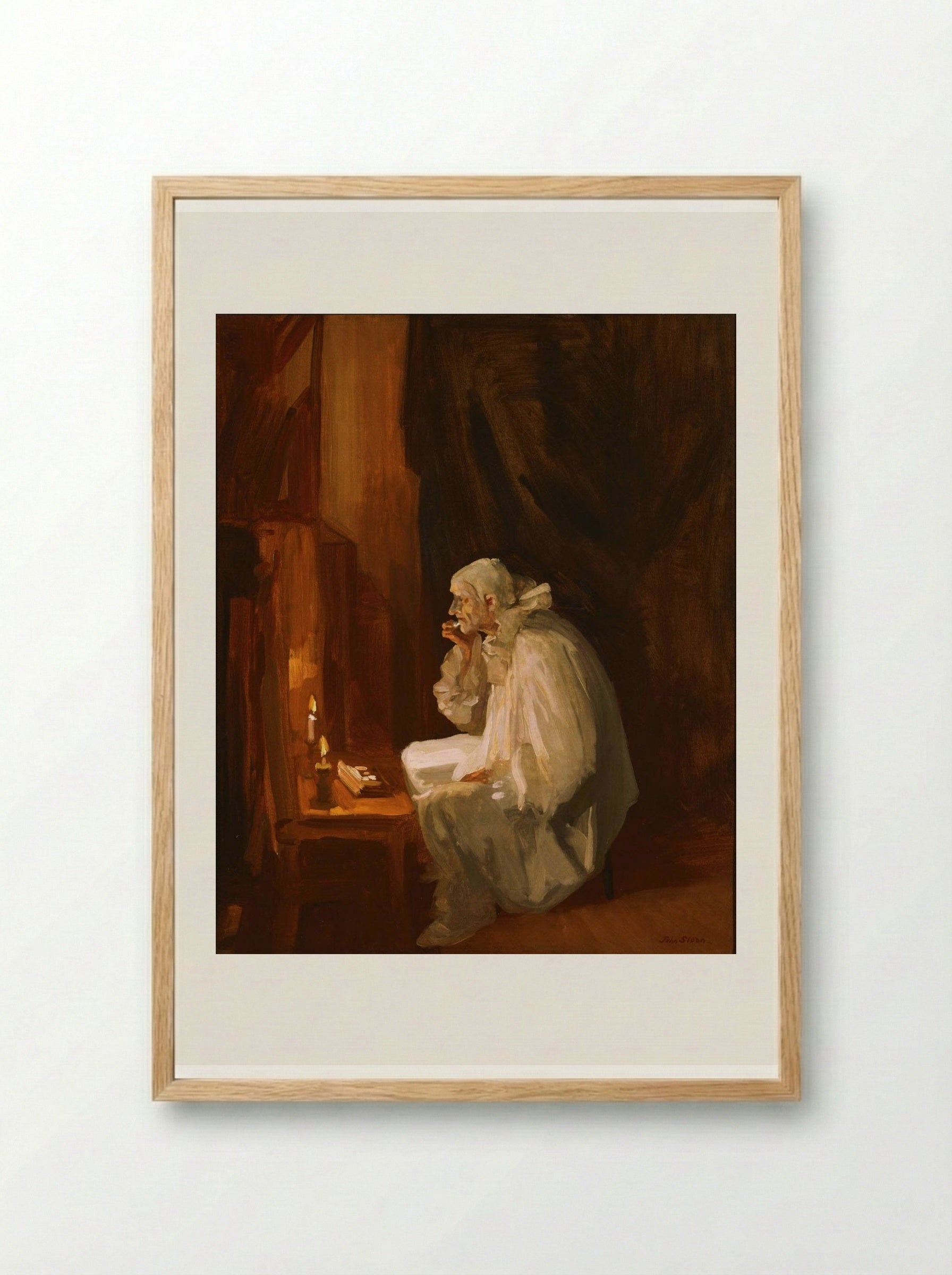 Clown Making Up - John French Sloan - Framed Print Wood