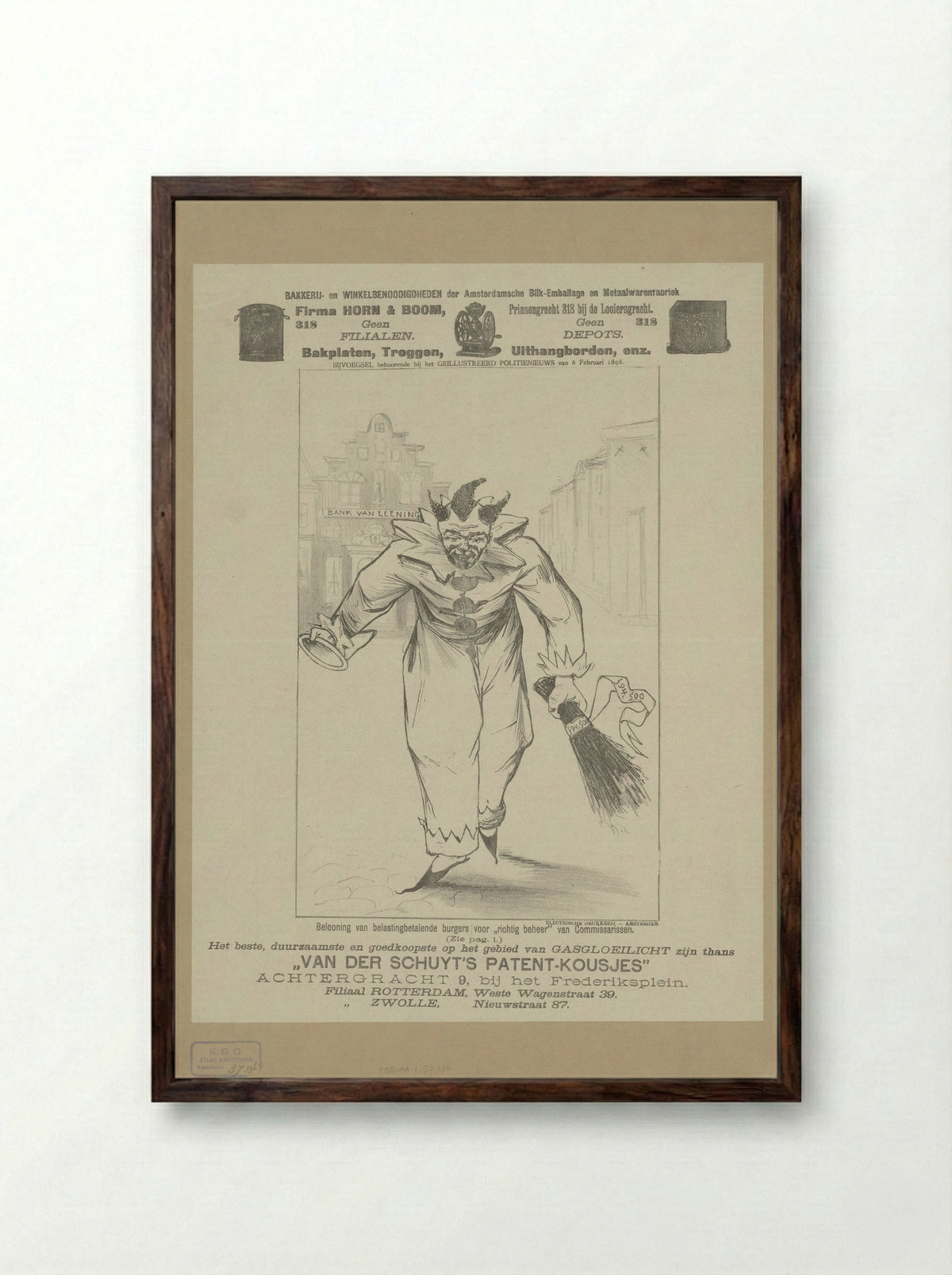 Clown met tuchtroede - Anonymous - Framed Print Dark Wood