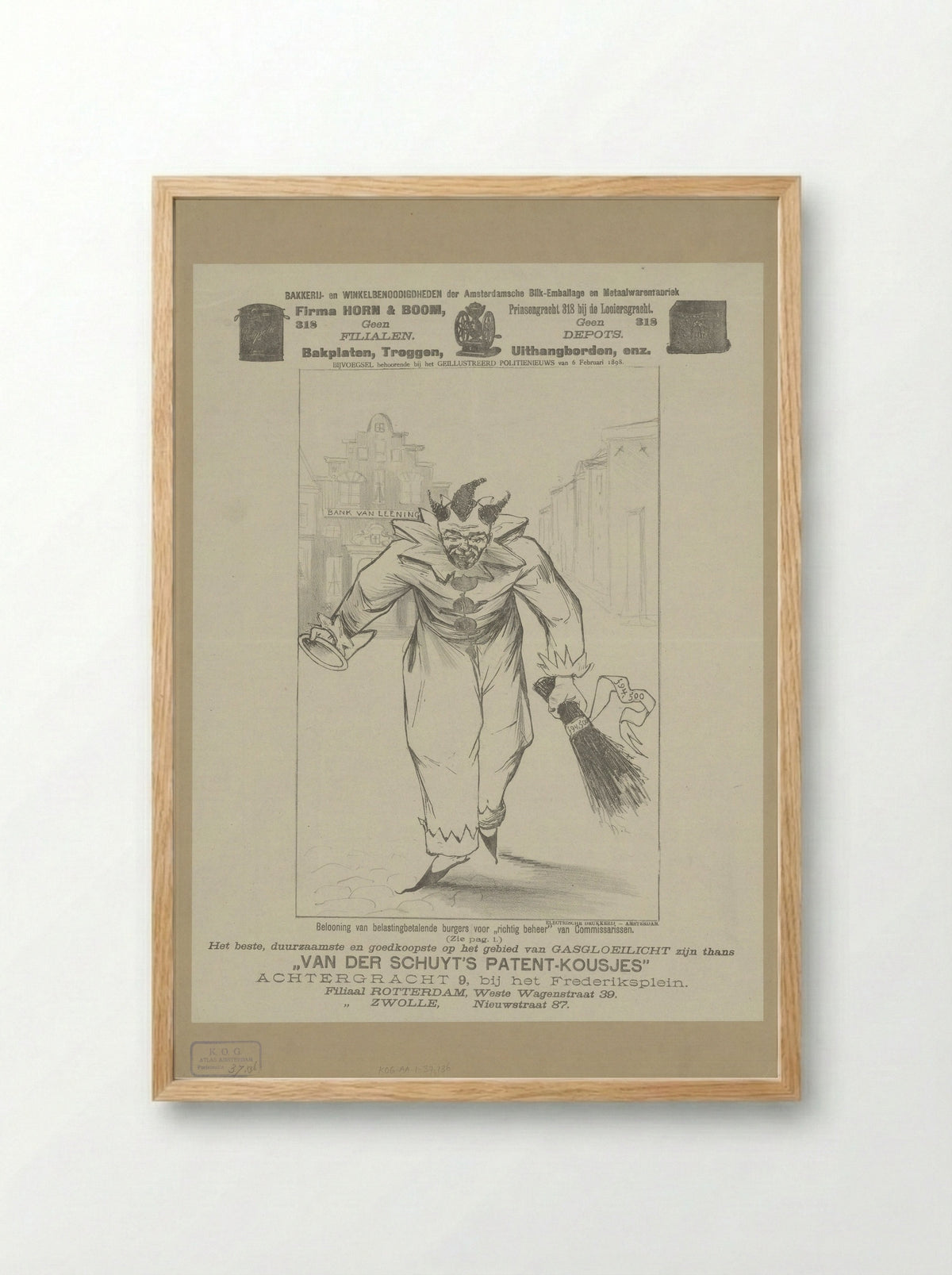 Clown met tuchtroede - Anonymous - Framed Print Wood