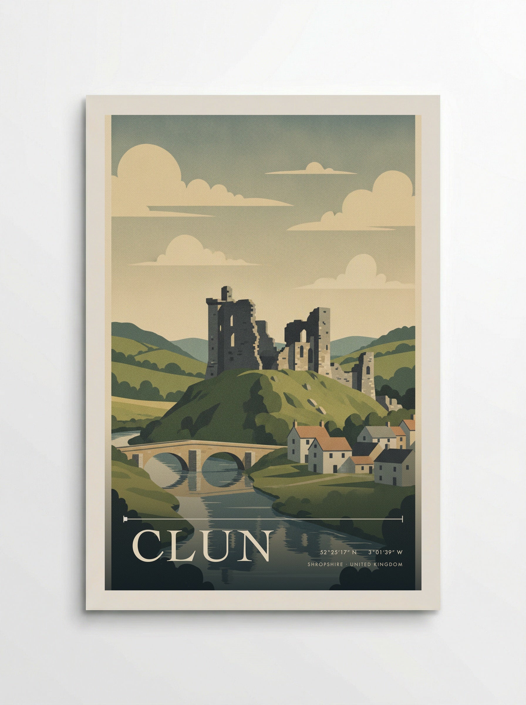 Clun Shropshire United Kingdom Travel Poster - Poster