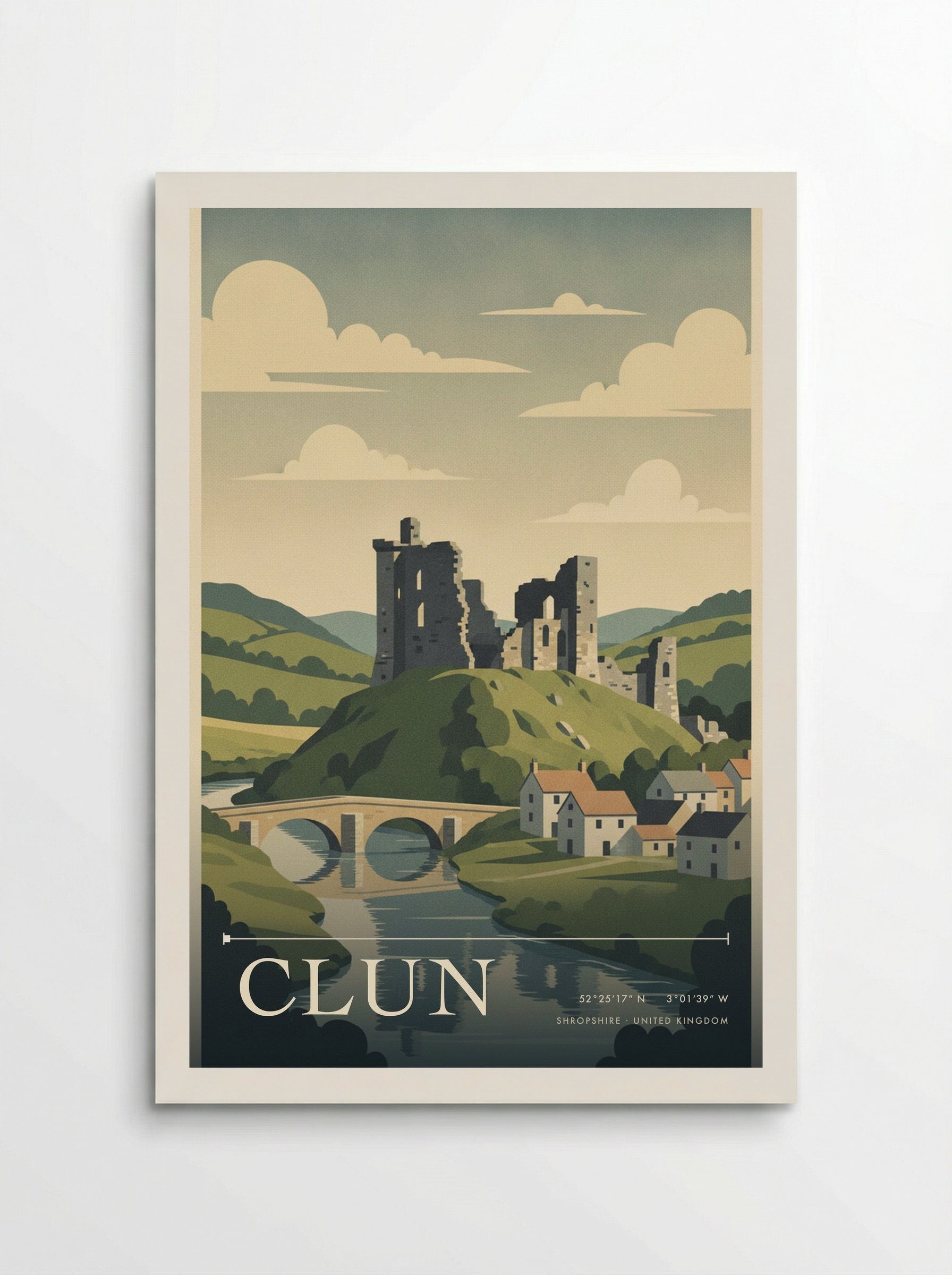 Clun Shropshire United Kingdom Travel Poster - Poster