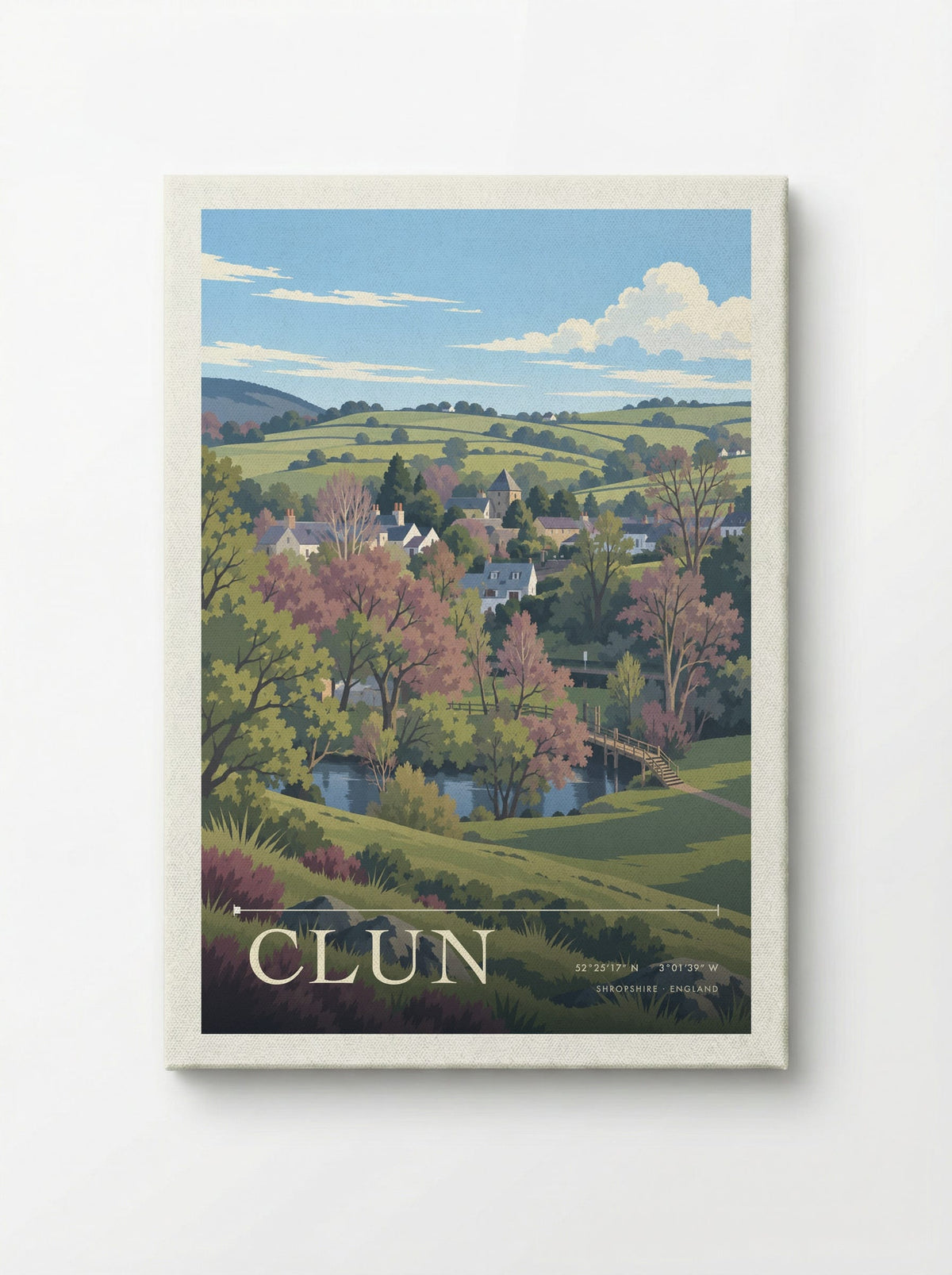 Clun, Shropshire | Travel Poster - Canvas