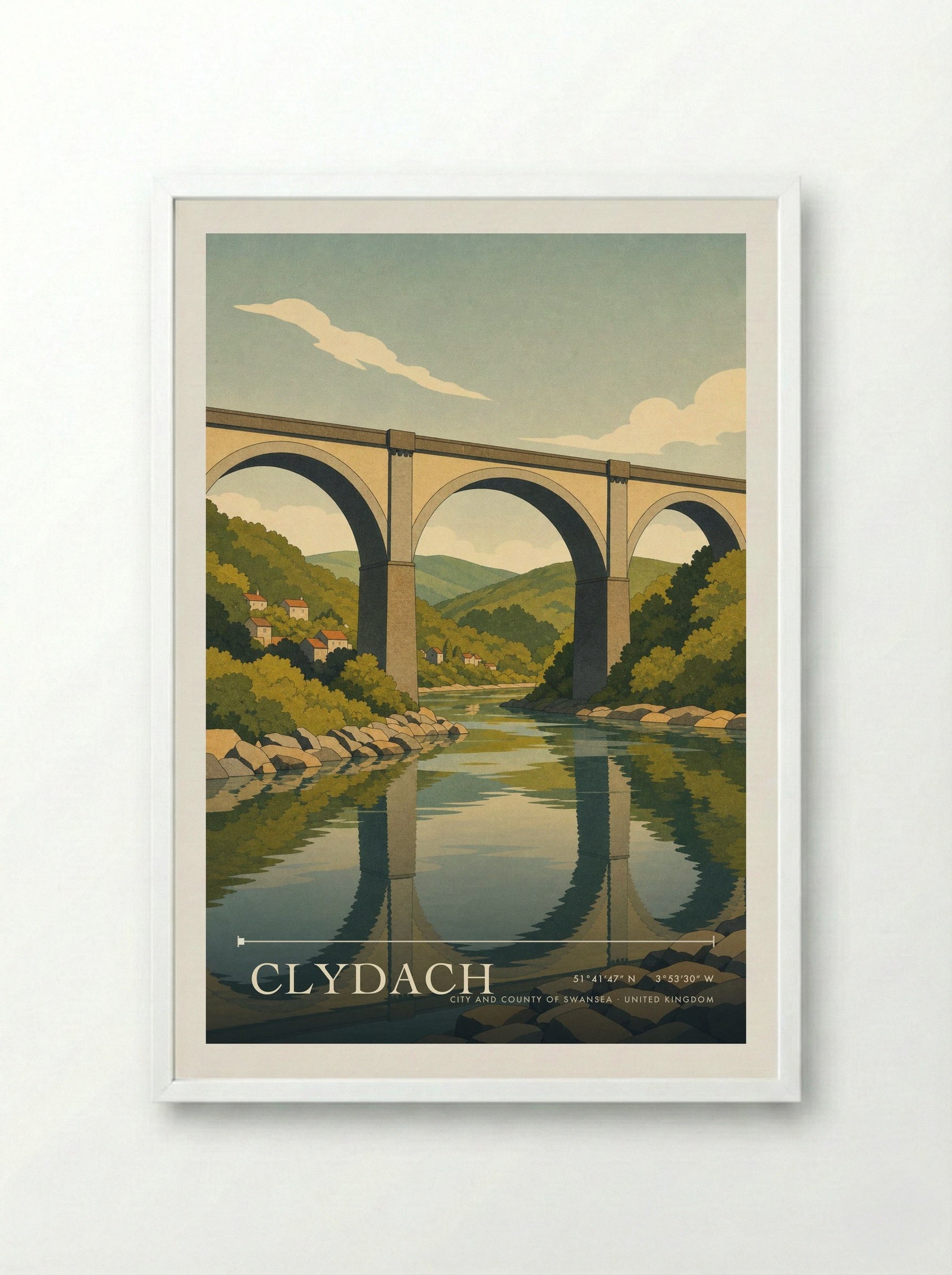 Clydach City and County of Swansea United Kingdom Travel Poster - Framed Print White