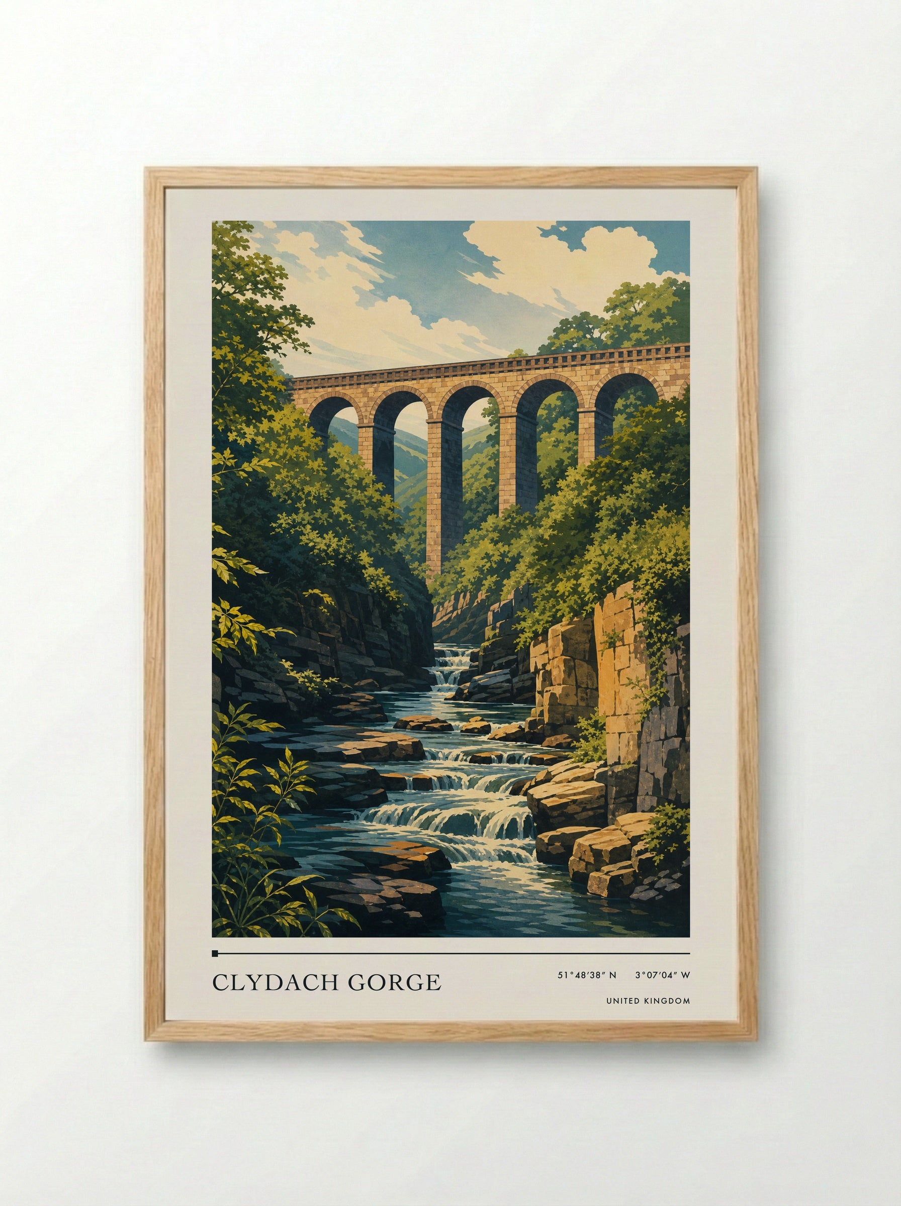 Clydach Gorge United Kingdom Travel Poster - Framed Print Wood