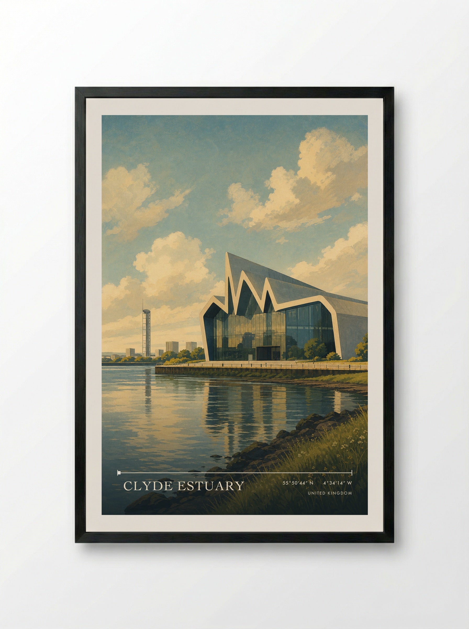 Clyde Estuary United Kingdom Travel Poster - Framed Print Black