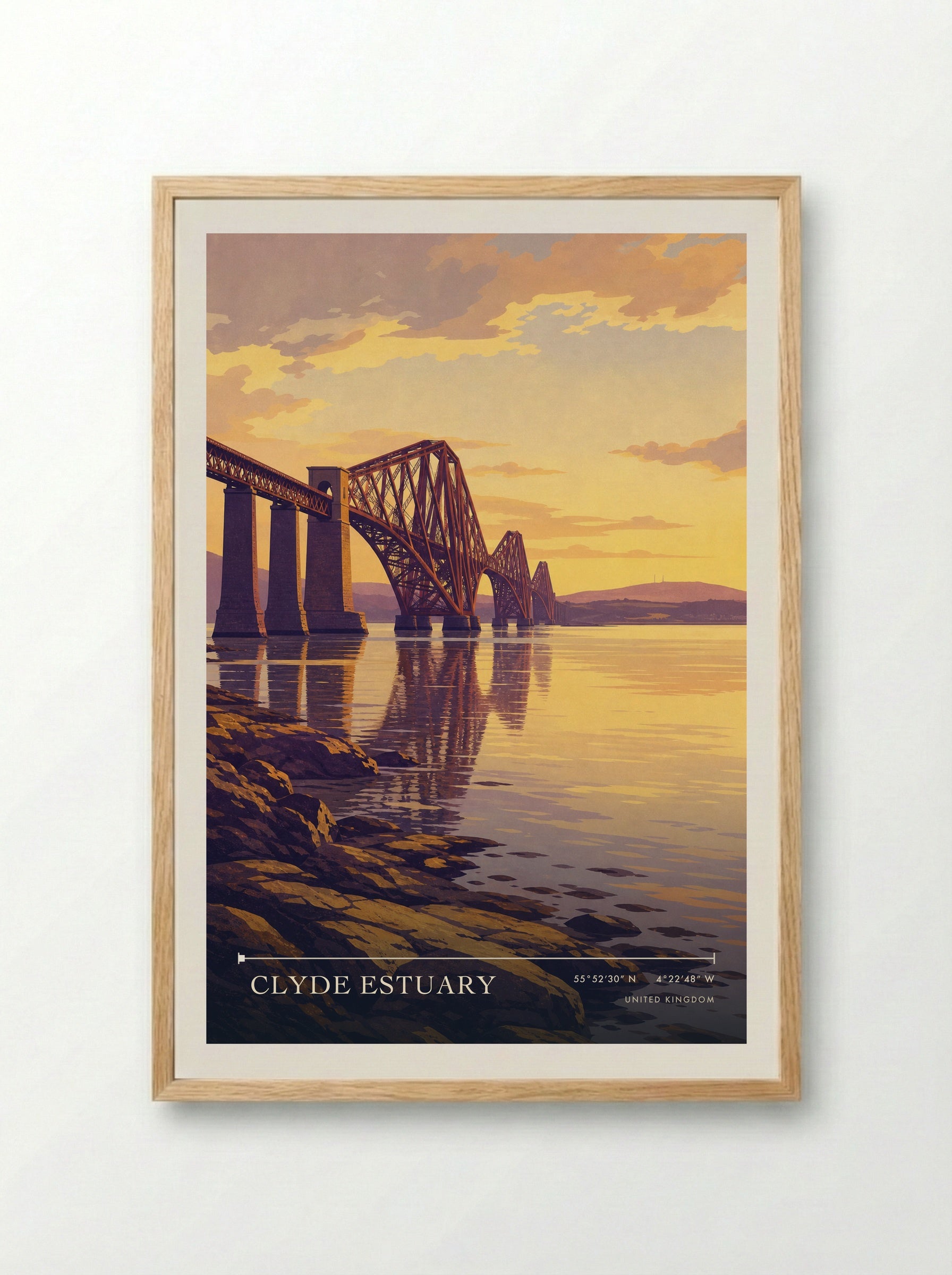 Clyde Estuary United Kingdom Travel Poster - Framed Print Wood