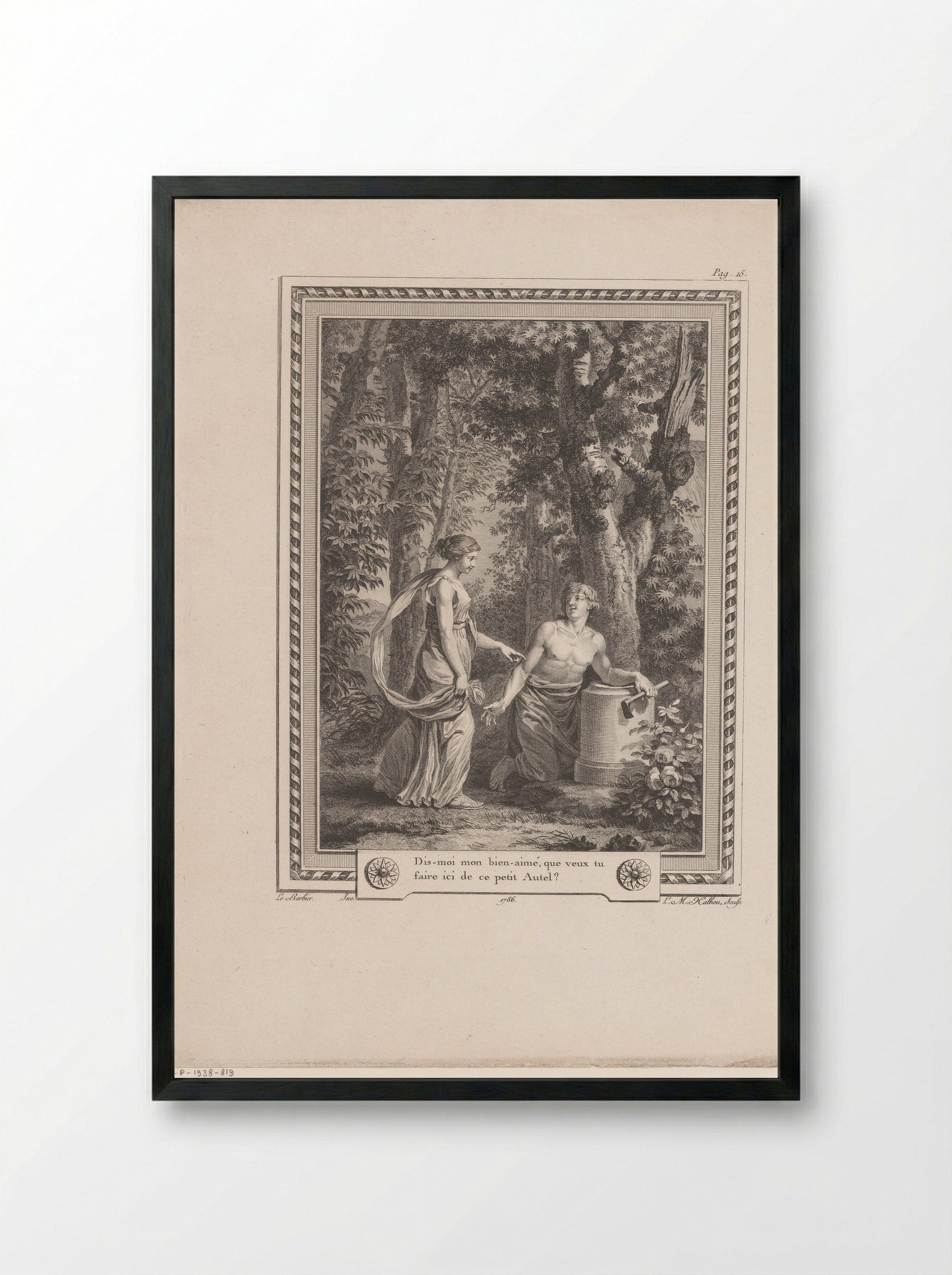 Clymene and Damon - Jean-Jacques-François Le Barbier - Framed Print Black
