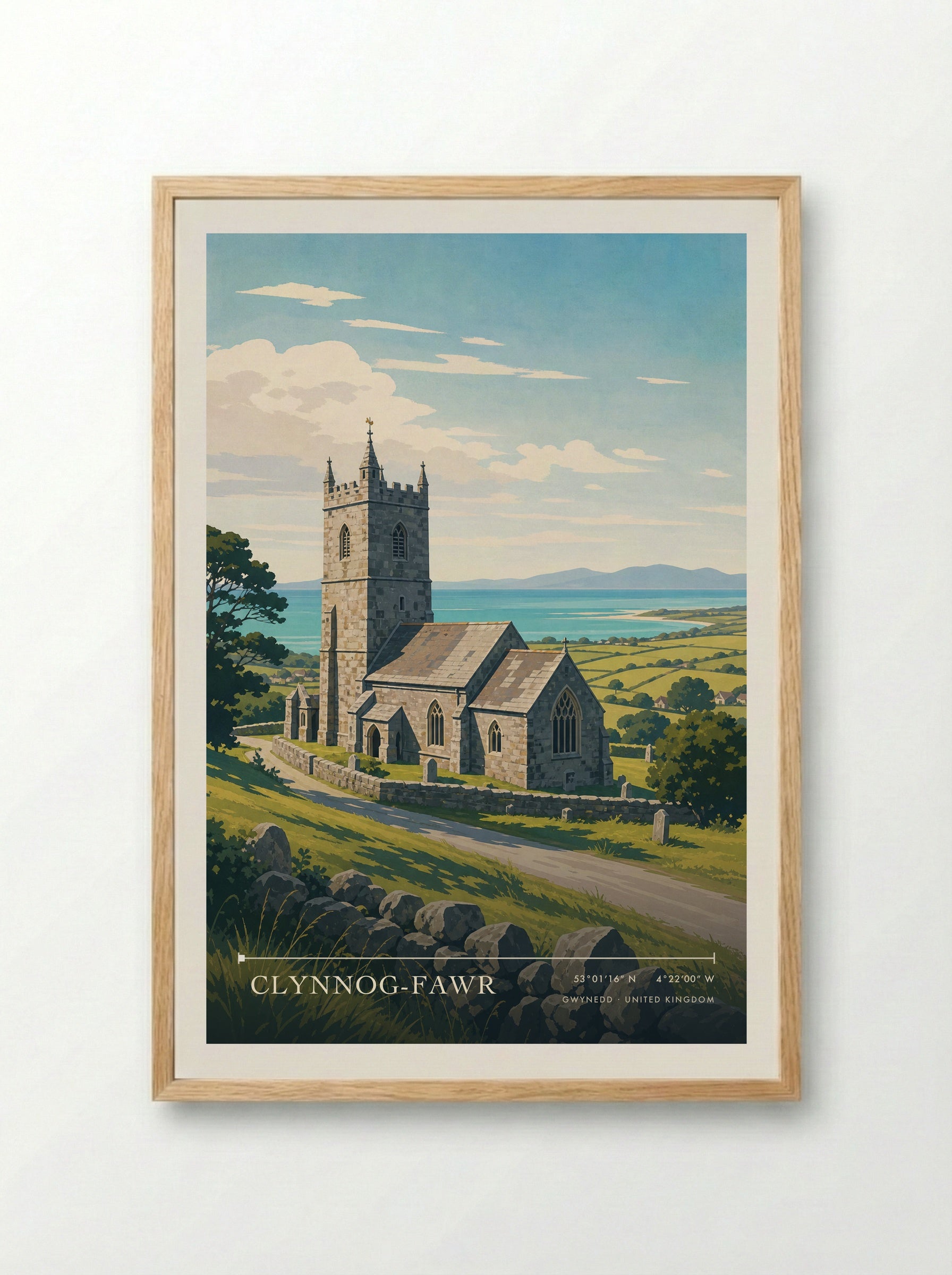 Clynnog-fawr Gwynedd United Kingdom Travel Poster - Framed Print Wood