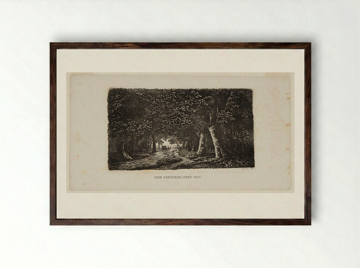 Coach in Deep Woods - Karl Friedrich Schinkel - Framed Print Dark Wood