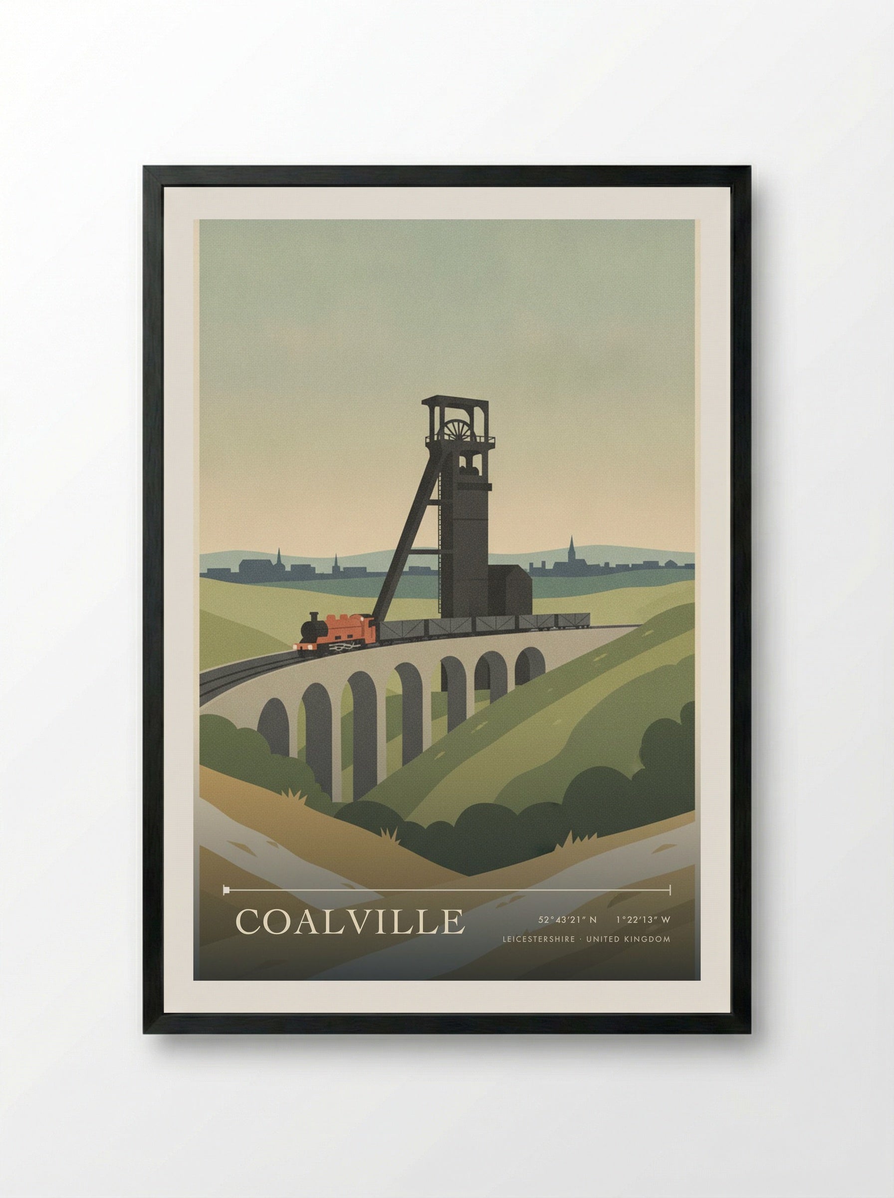 Coalville Leicestershire United Kingdom Travel Poster - Framed Print Black