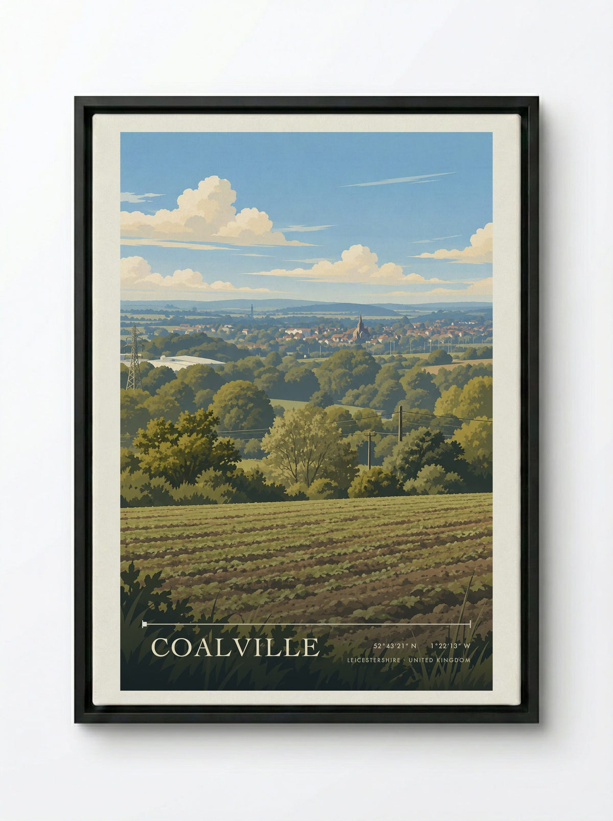 Coalville, Leicestershire | Travel Poster - Framed Canvas Black