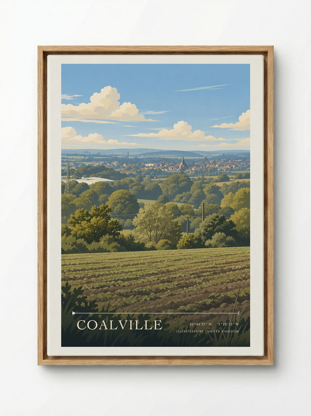Coalville, Leicestershire | Travel Poster - Framed Canvas Wood