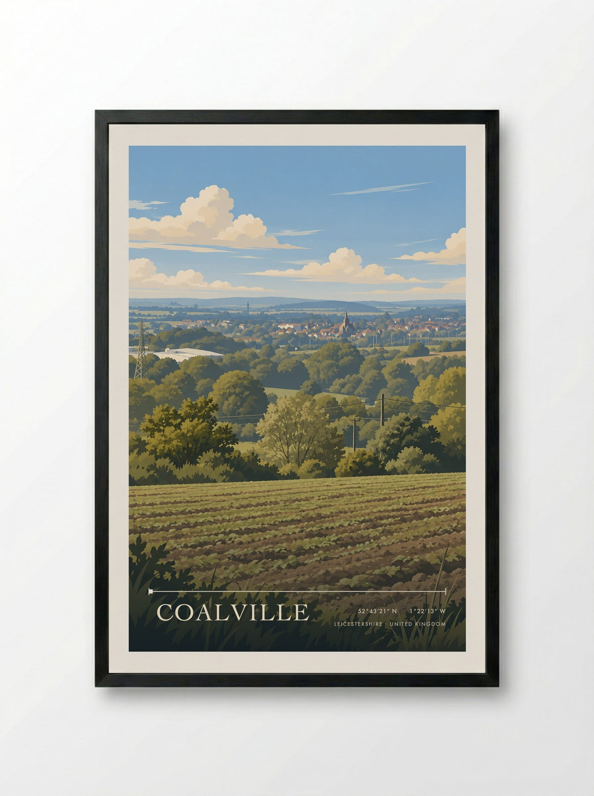 Coalville, Leicestershire | Travel Poster - Framed Print Black