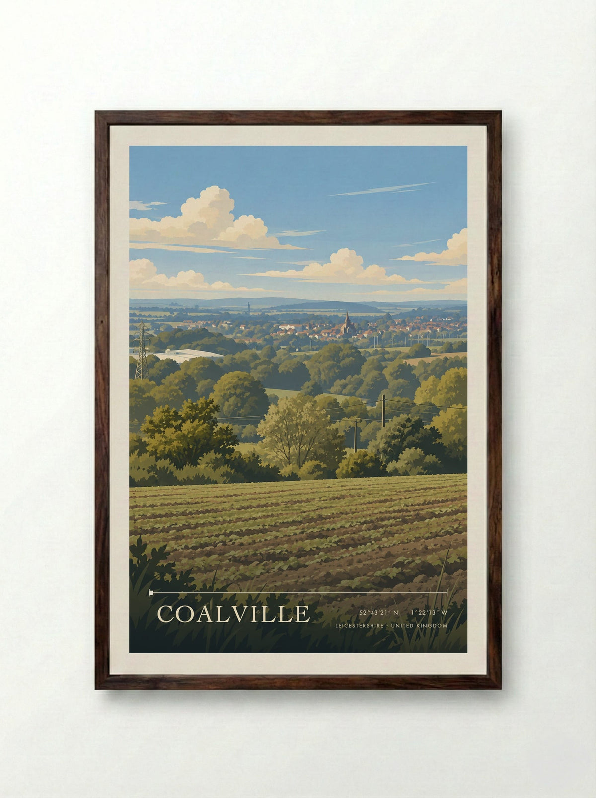 Coalville, Leicestershire | Travel Poster - Framed Print Dark Wood