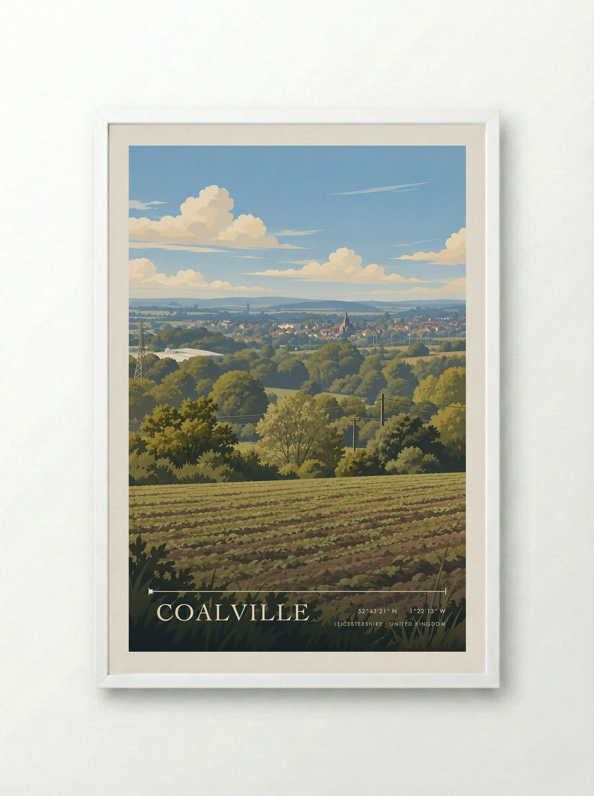 Coalville, Leicestershire | Travel Poster - Framed Print White