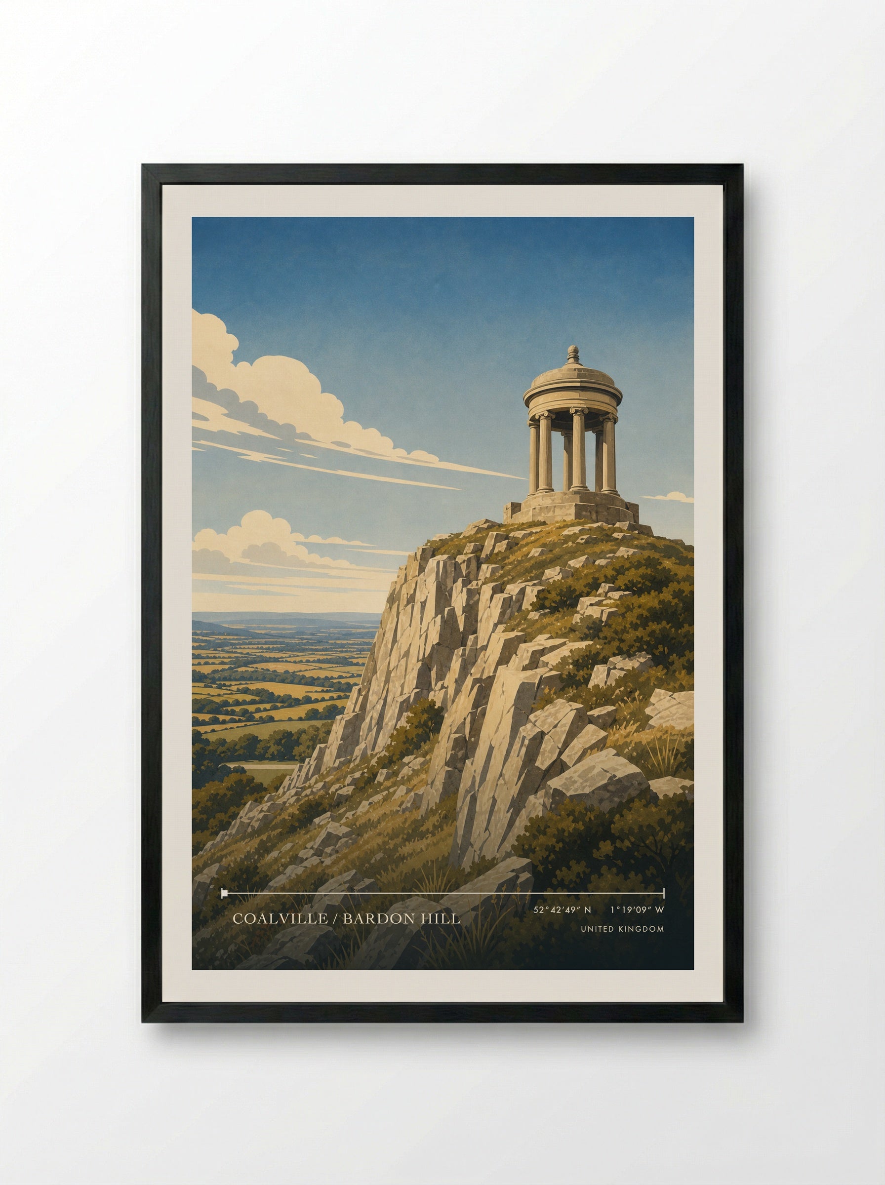 Coalville / Bardon Hill United Kingdom Travel Poster - Framed Print Black
