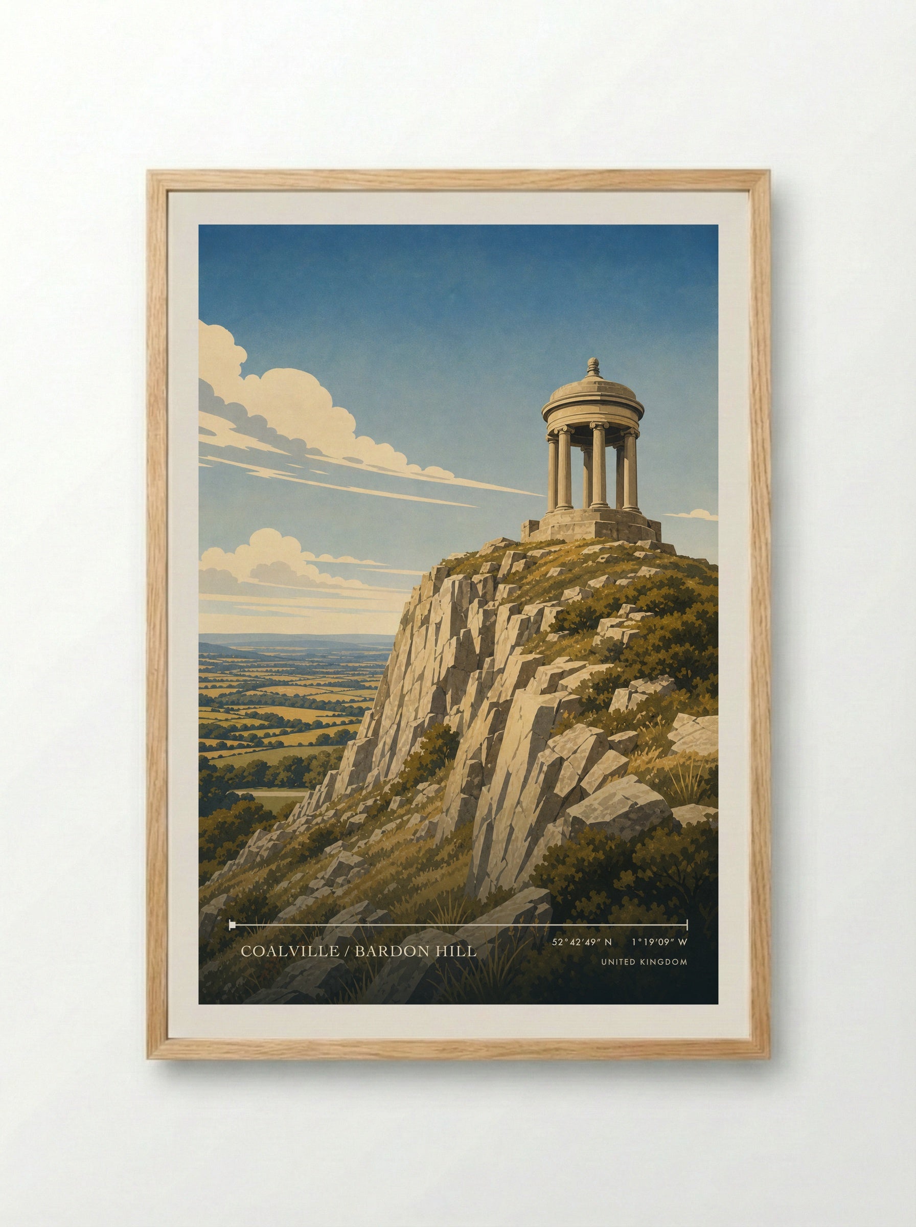 Coalville / Bardon Hill United Kingdom Travel Poster - Framed Print Wood