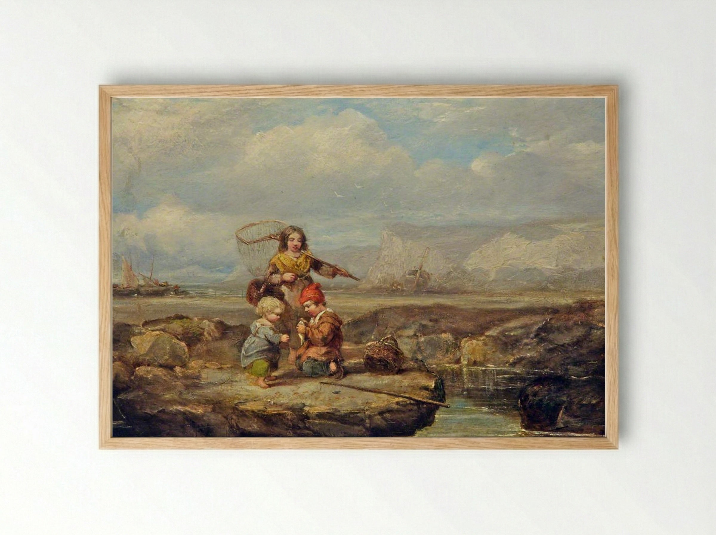 Coast Scene with Figures - William Collins - Framed Print Wood