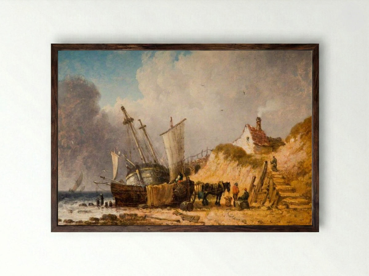 Coast Scene - James Ward - Framed Print Dark Wood