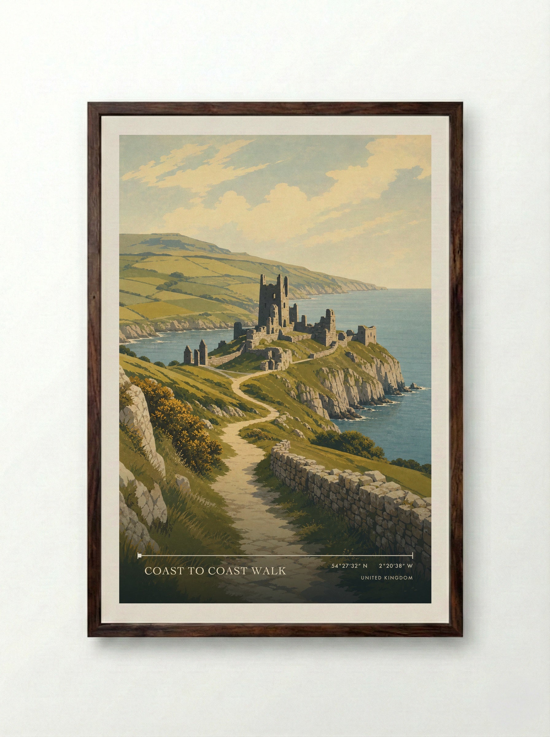 Coast to Coast Walk United Kingdom Travel Poster - Framed Print Dark Wood