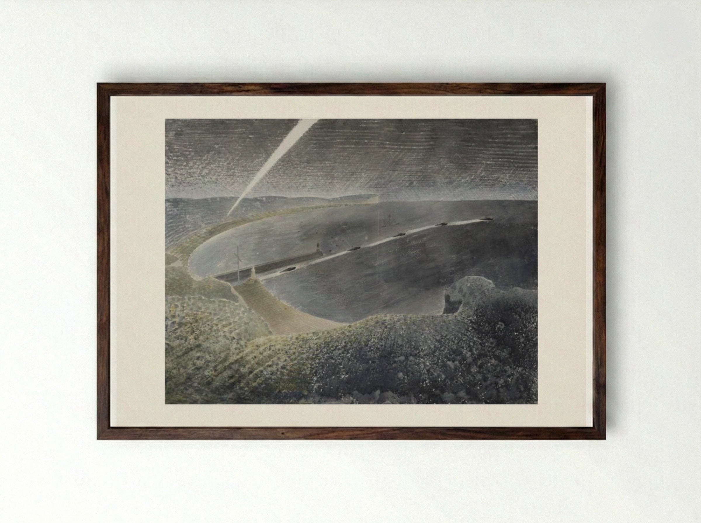 Coastal Defences - Eric Ravilious - Framed Print Dark Wood