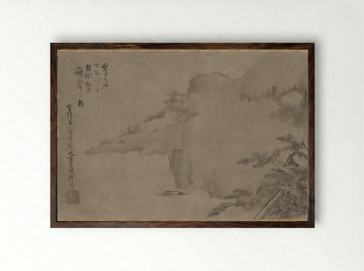 Coastal Landscape - Iwasa Matabei - Framed Print Dark Wood