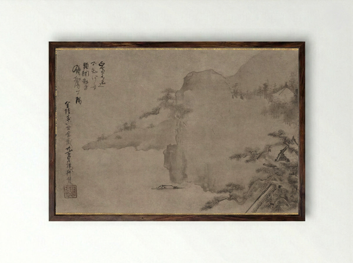 Coastal Landscape - Iwasa Matabei - Framed Print Dark Wood