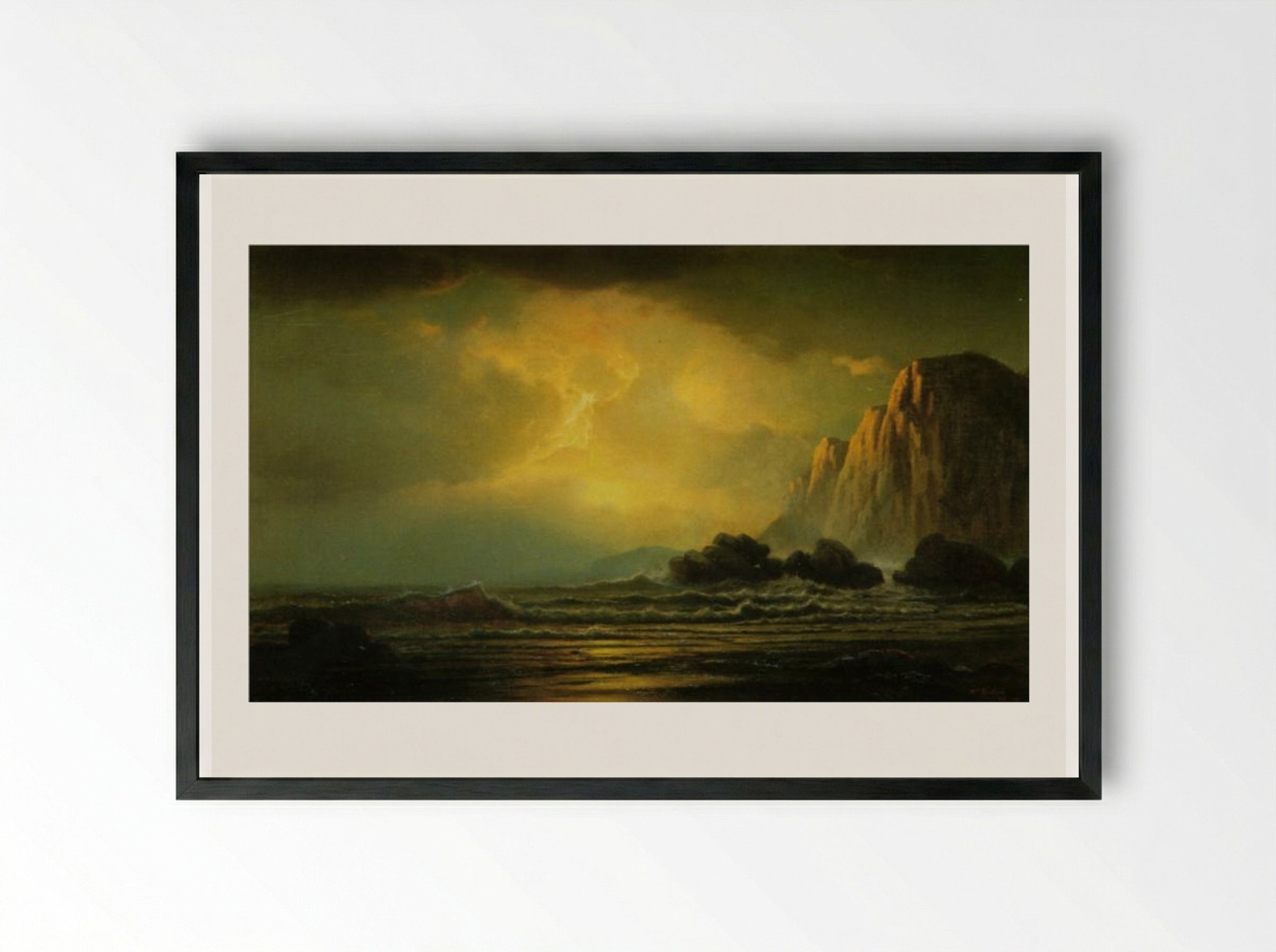 Coastal Scene at Sunset - William Bradford - Framed Print Black