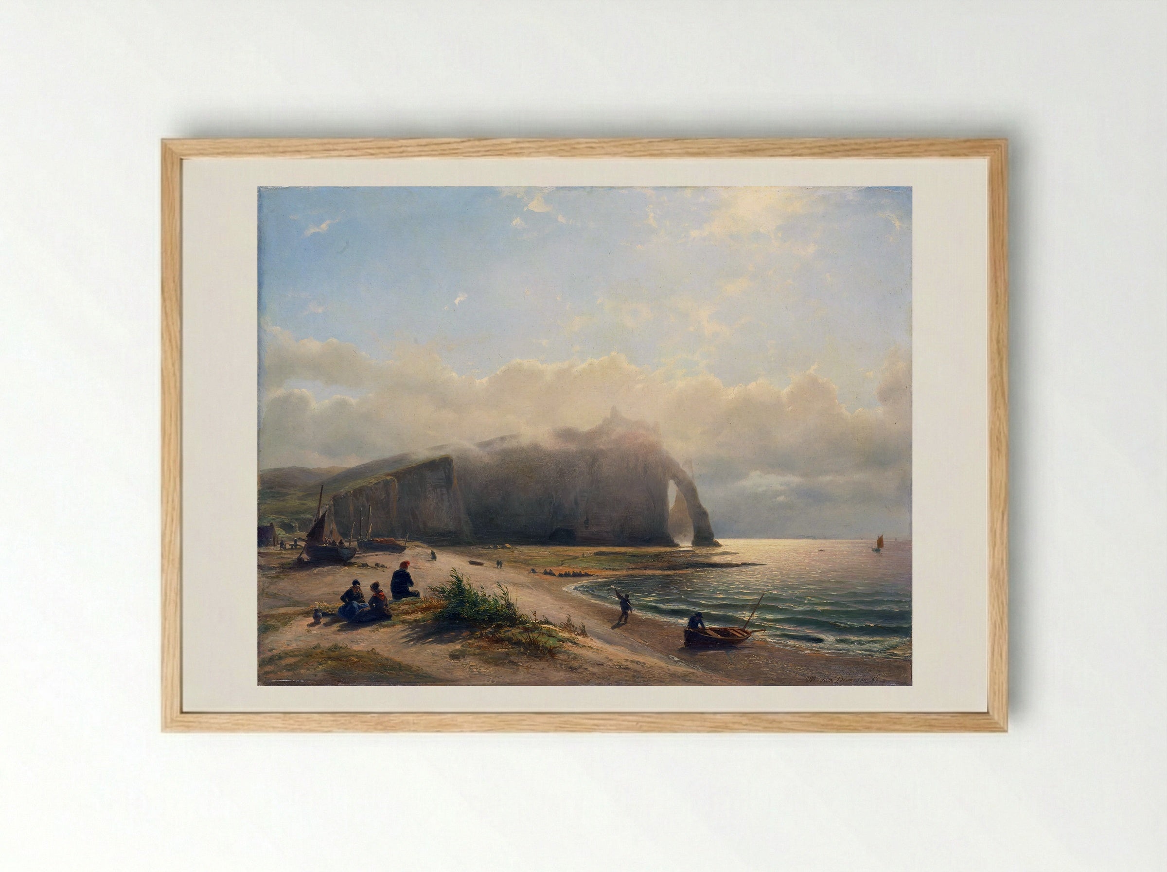 Coastal View with Cliffs at Étretat - Willem Anthonie van Deventer - Framed Print Wood