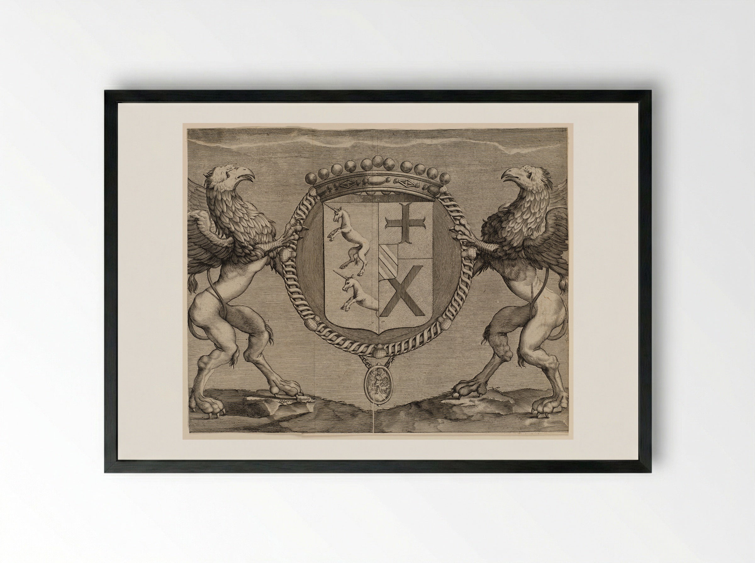 Coat-of-Arms of Du Rollet, de la Croisette - Jérome David - Framed Print Black