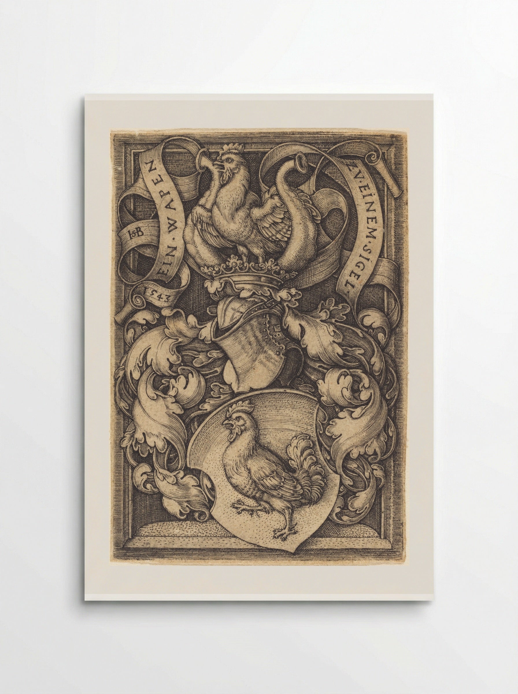 Coat of Arms with a Cock - Sebald Beham - Poster