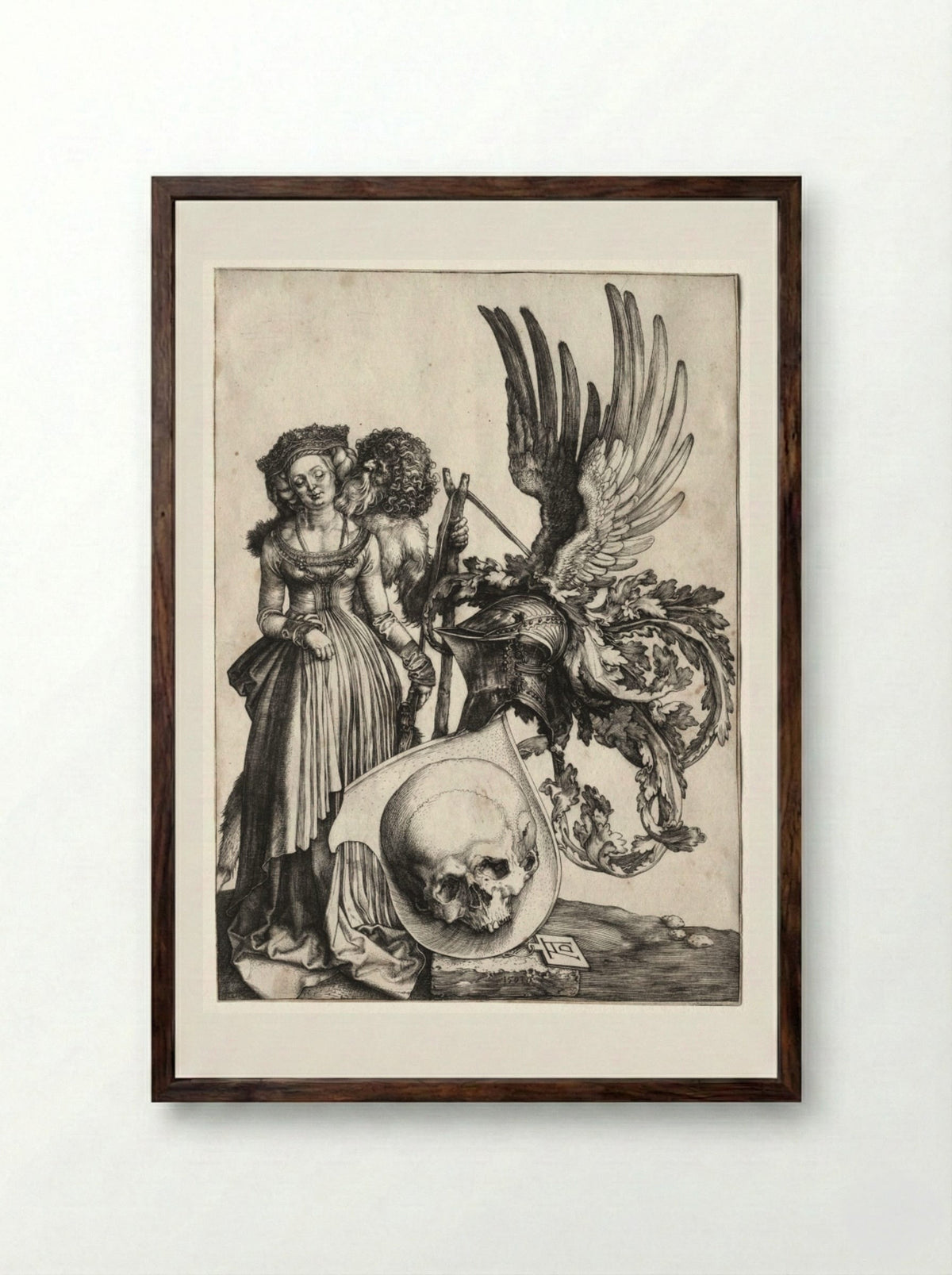 Coat of Arms with a Skull - Albrecht Dürer - Framed Print Dark Wood