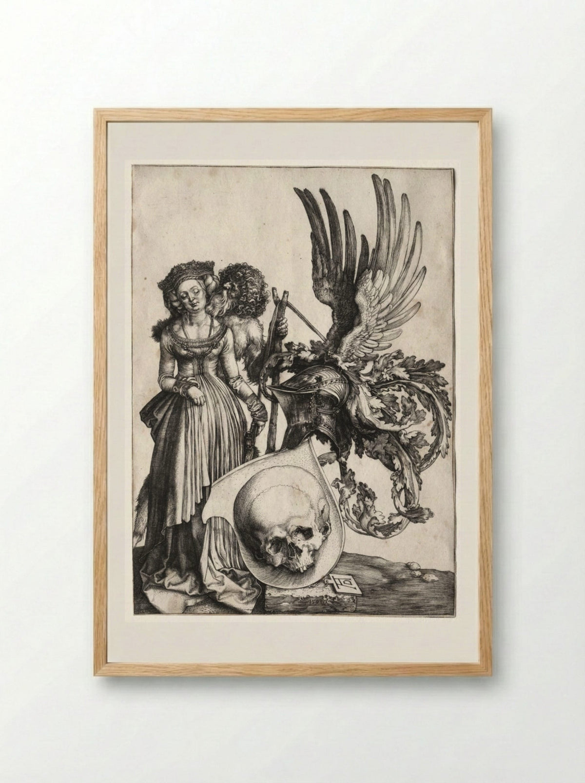 Coat of Arms with a Skull - Albrecht Dürer - Framed Print Wood