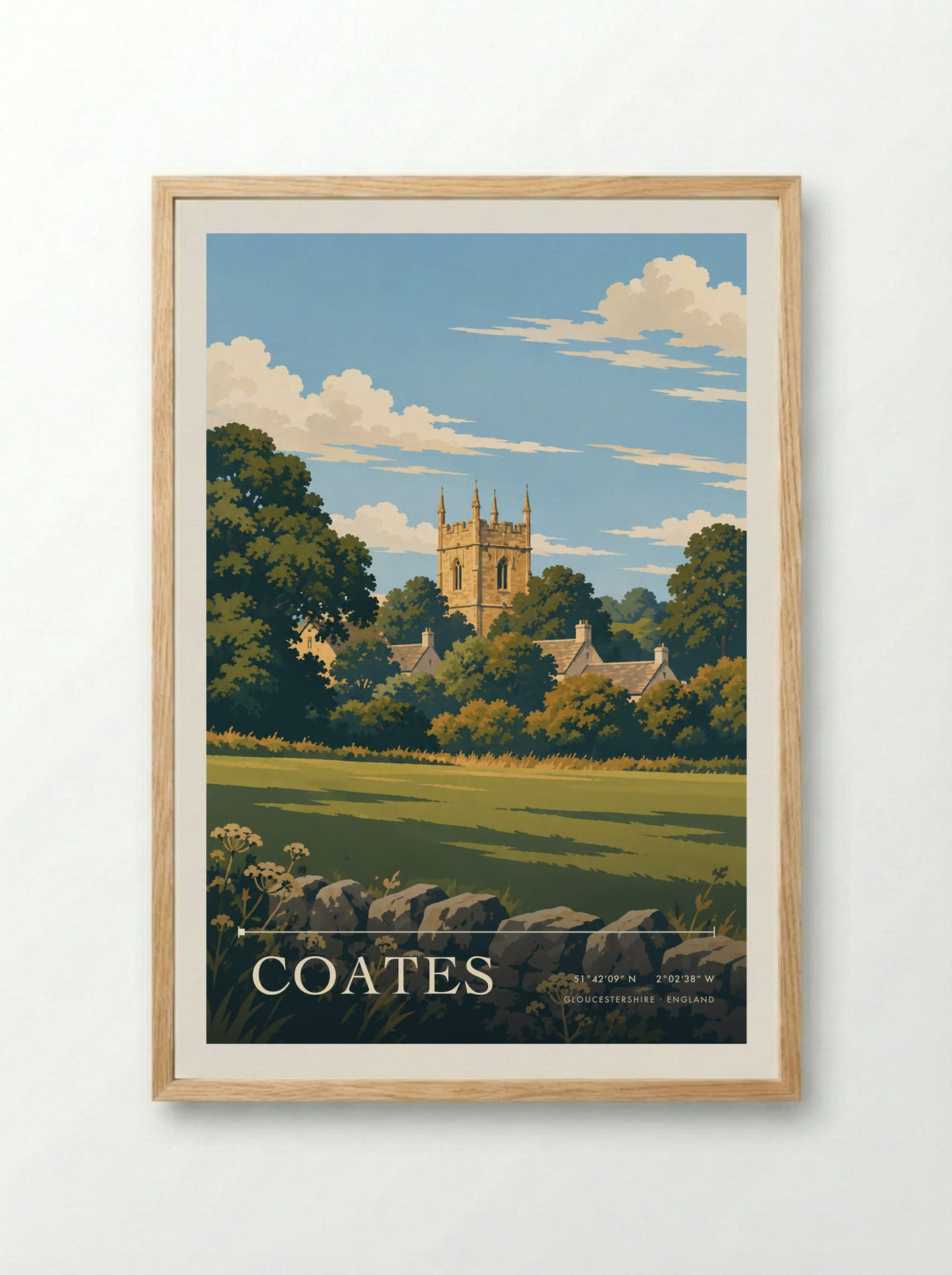 Coates, Gloucestershire | Travel Poster - Framed Print Wood