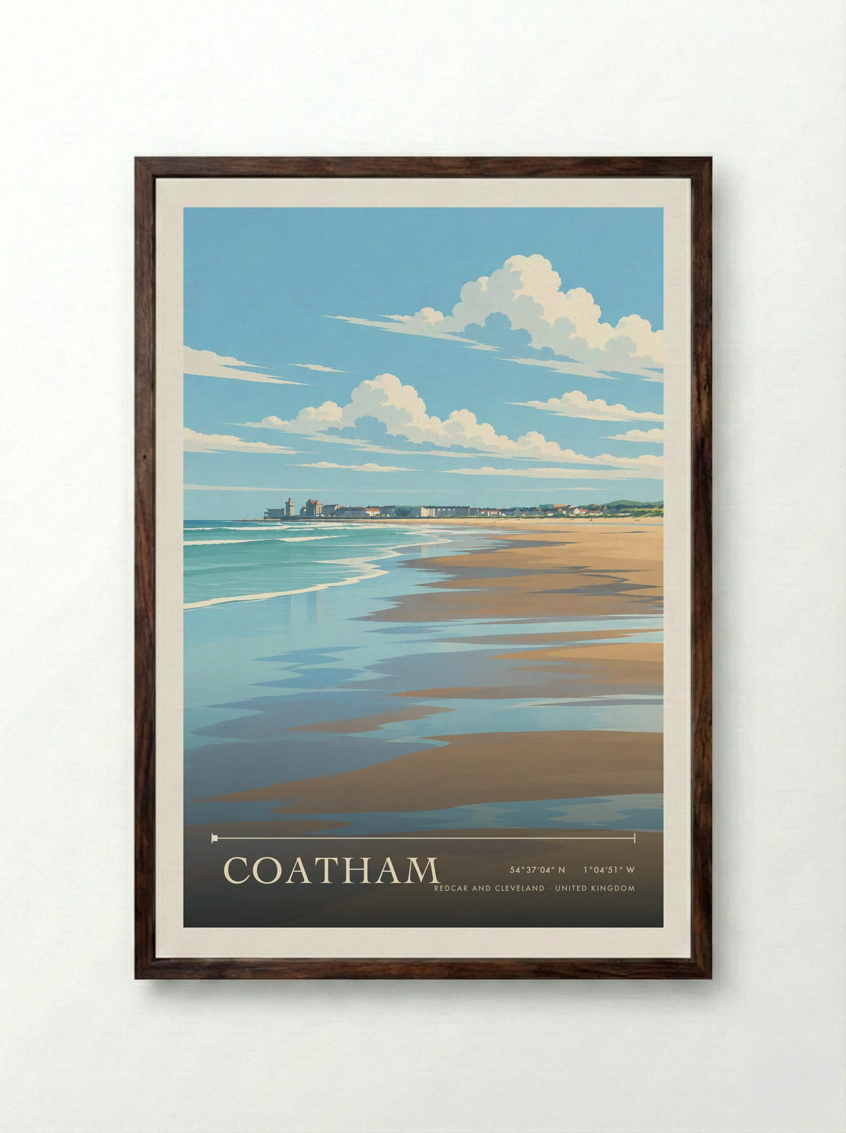 Coatham, Redcar and Cleveland | Travel Poster - Framed Print Dark Wood