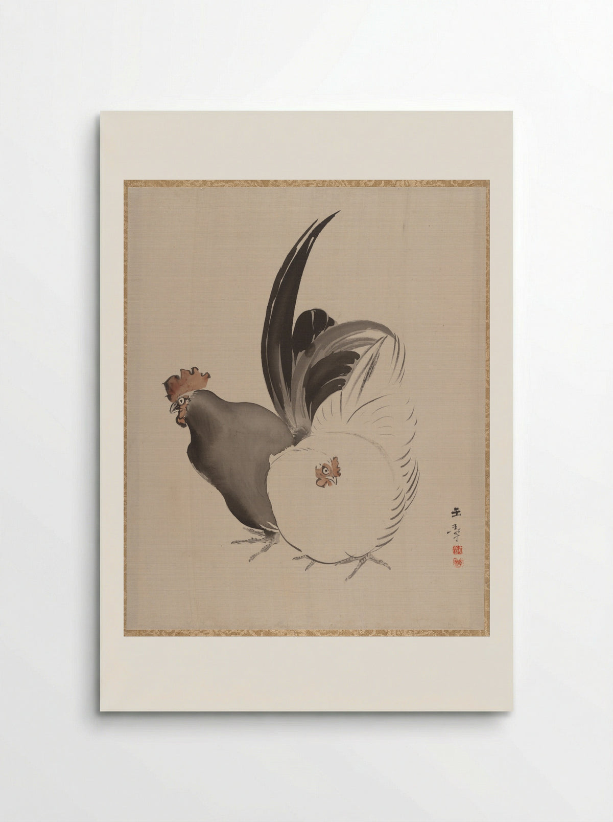 Cock and Hen - Kawabata Gyokushō - Poster