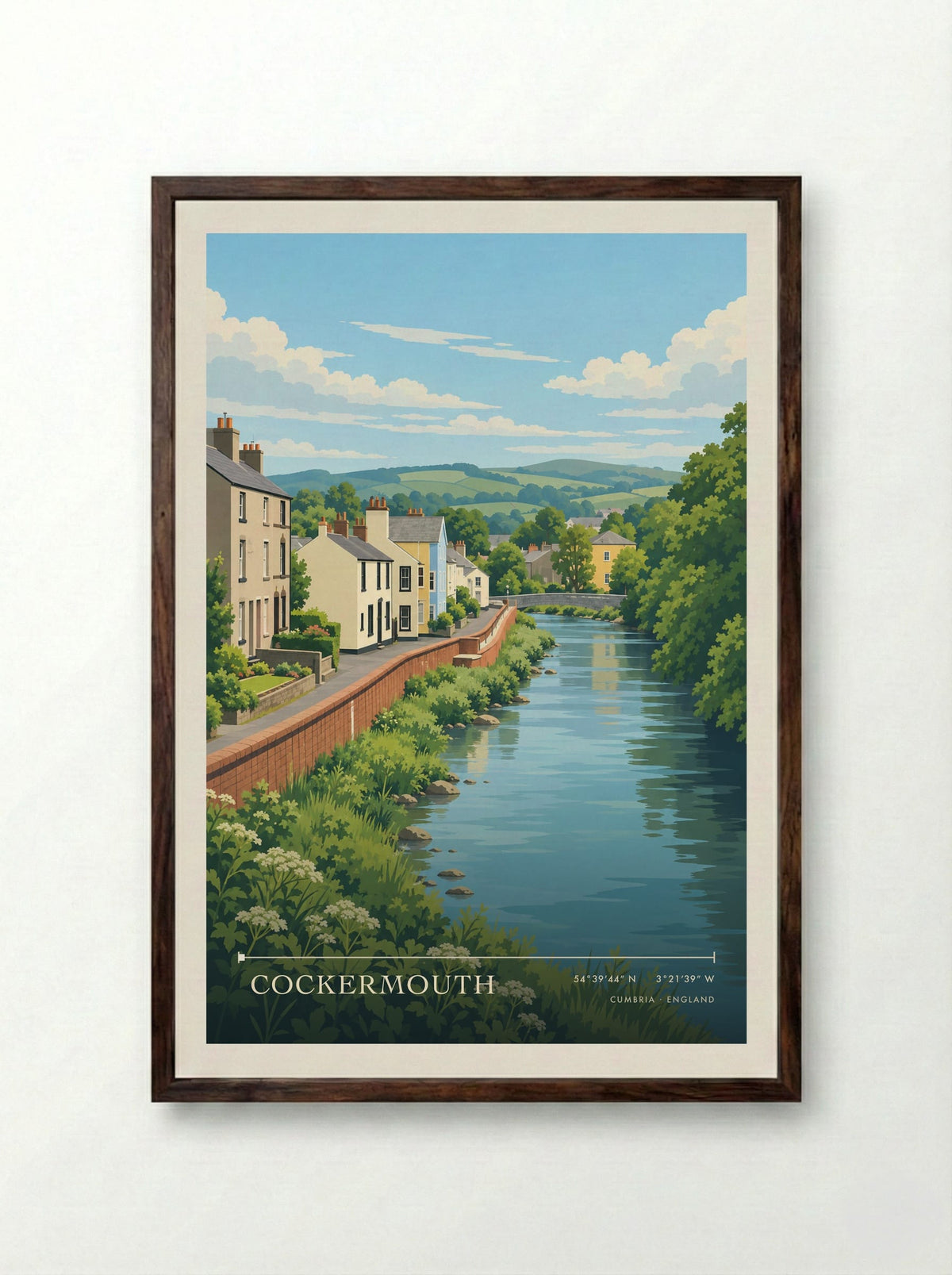 Cockermouth, Cumbria | Travel Poster - Framed Print Dark Wood