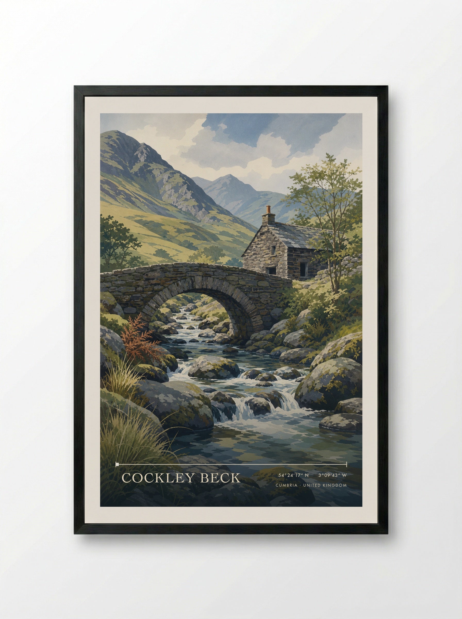 Cockley Beck Cumbria United Kingdom Travel Poster - Framed Print Black