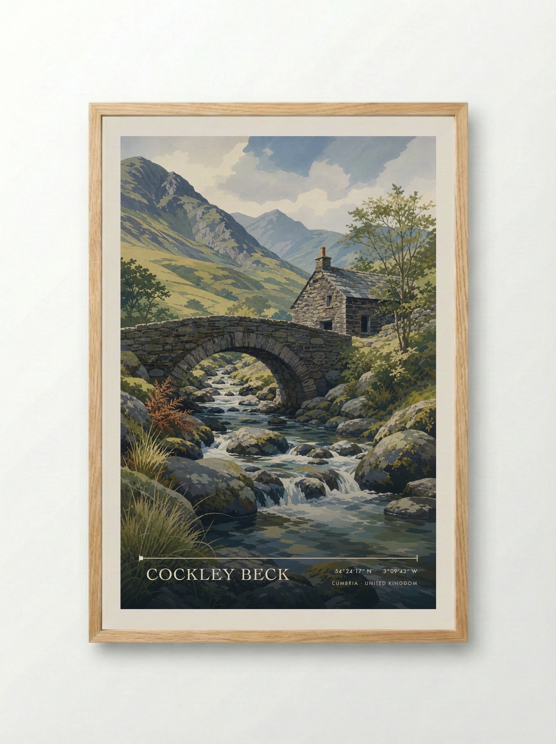 Cockley Beck Cumbria United Kingdom Travel Poster - Framed Print Wood