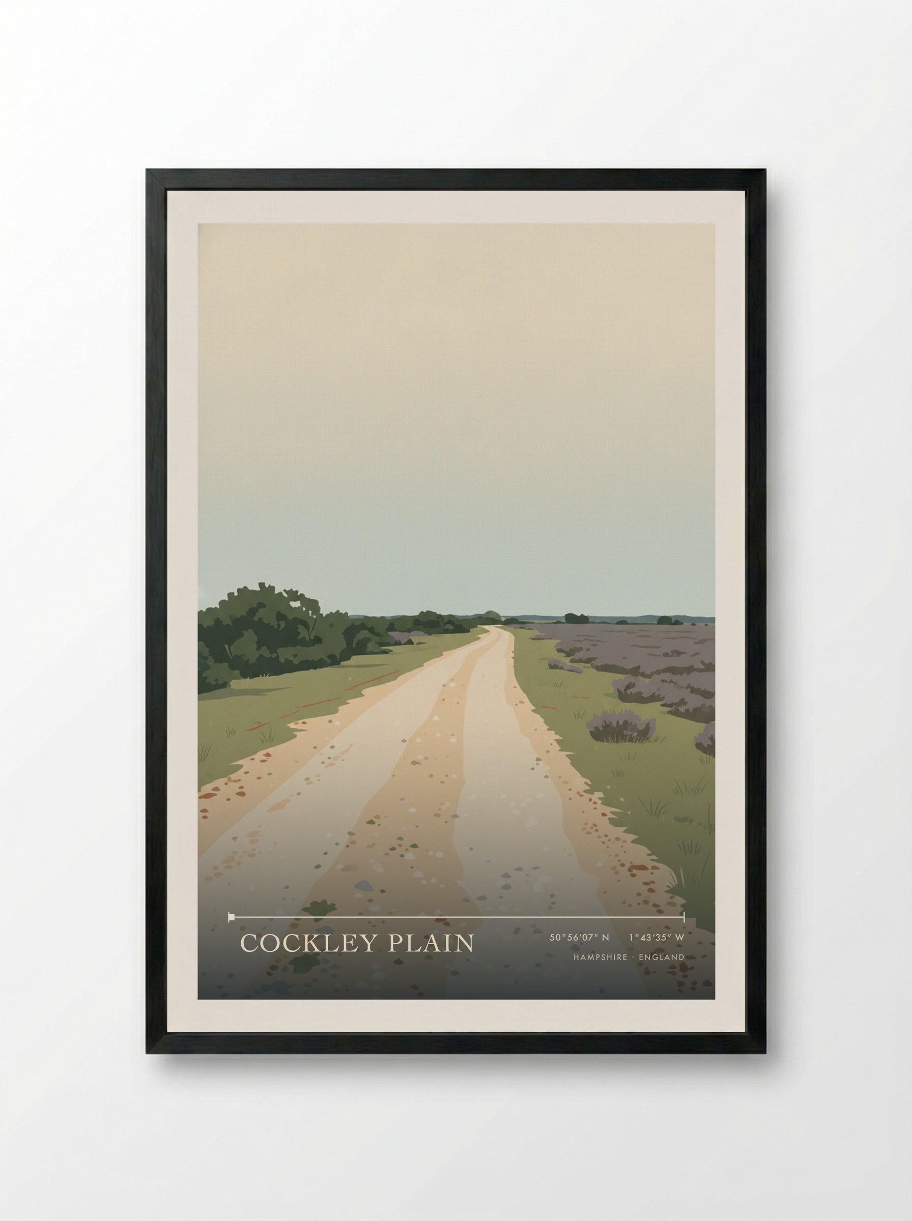 Cockley Plain Hampshire England Travel Poster - Framed Print Black