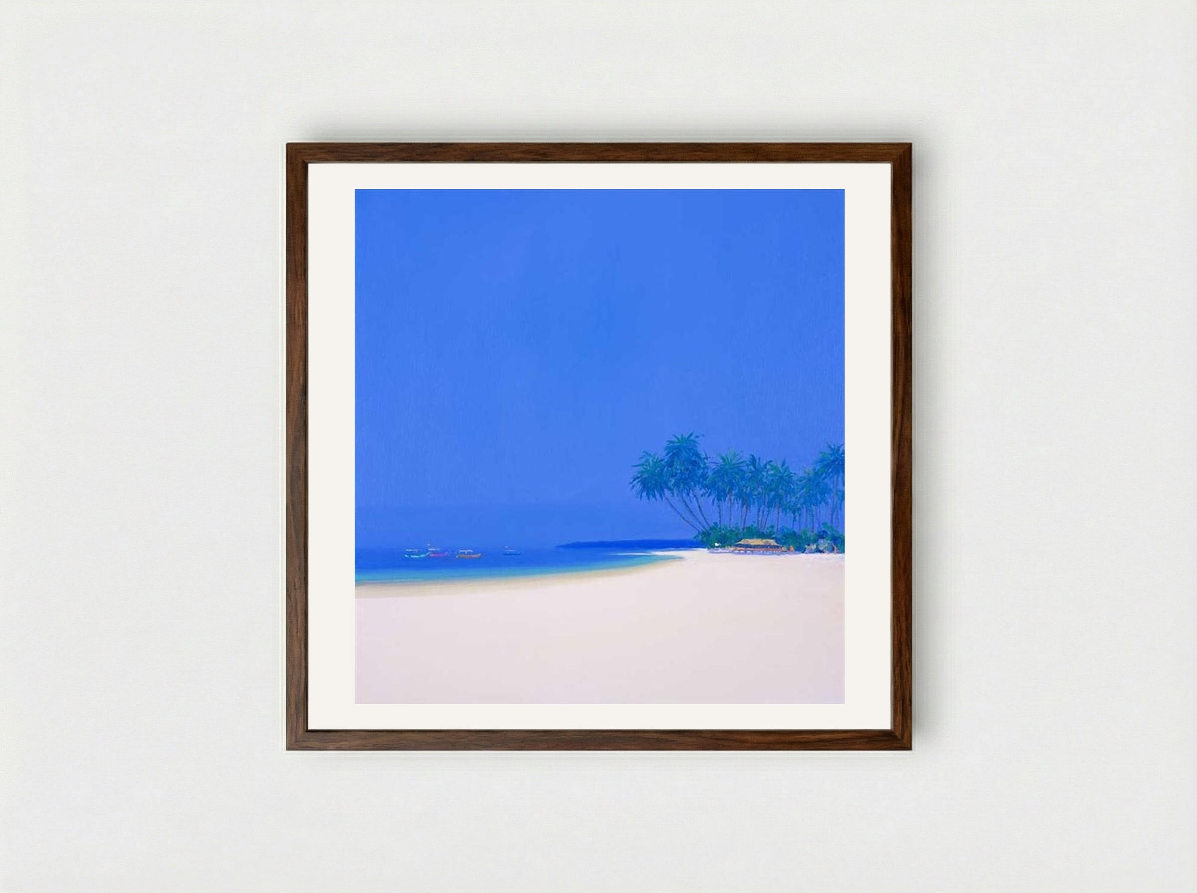 Coconut Beach - John Miller - Framed Print Dark Wood