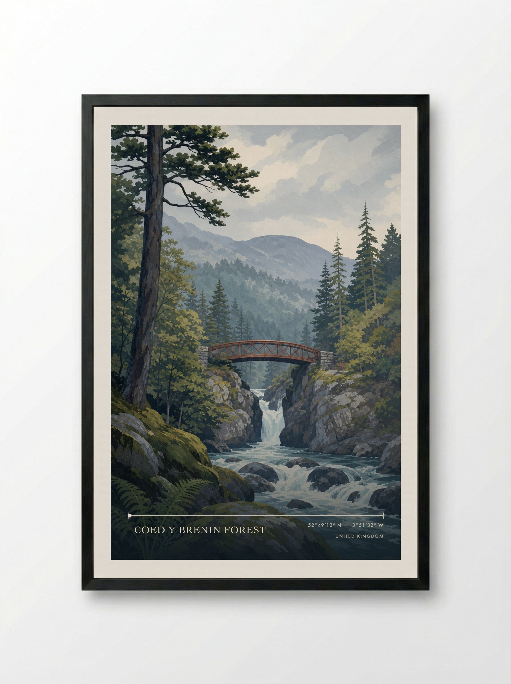 Coed y Brenin Forest United Kingdom Travel Poster - Framed Print Black