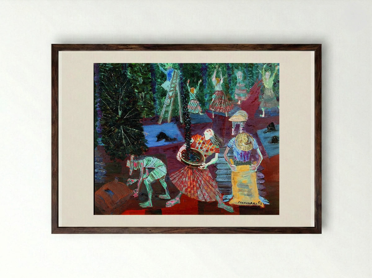 Coffee Harvest - Candido Portinari - Framed Print Dark Wood