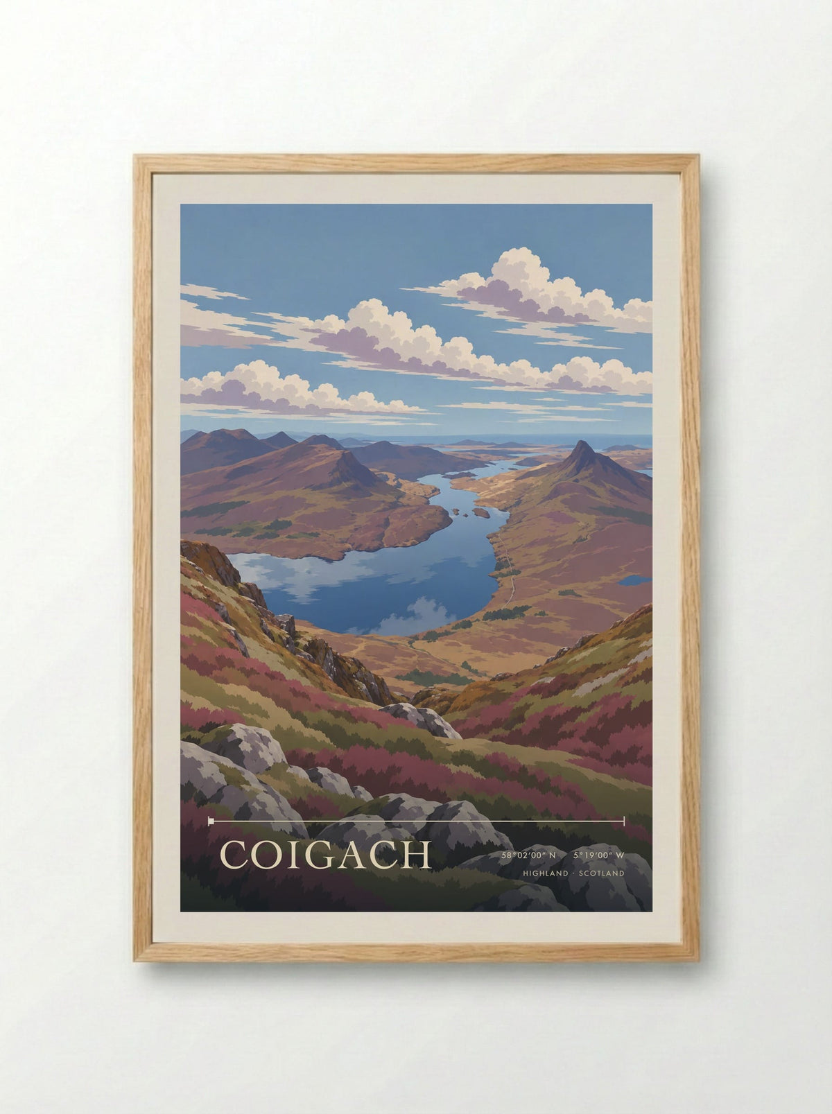 Coigach, Highland | Travel Poster - Framed Print Wood