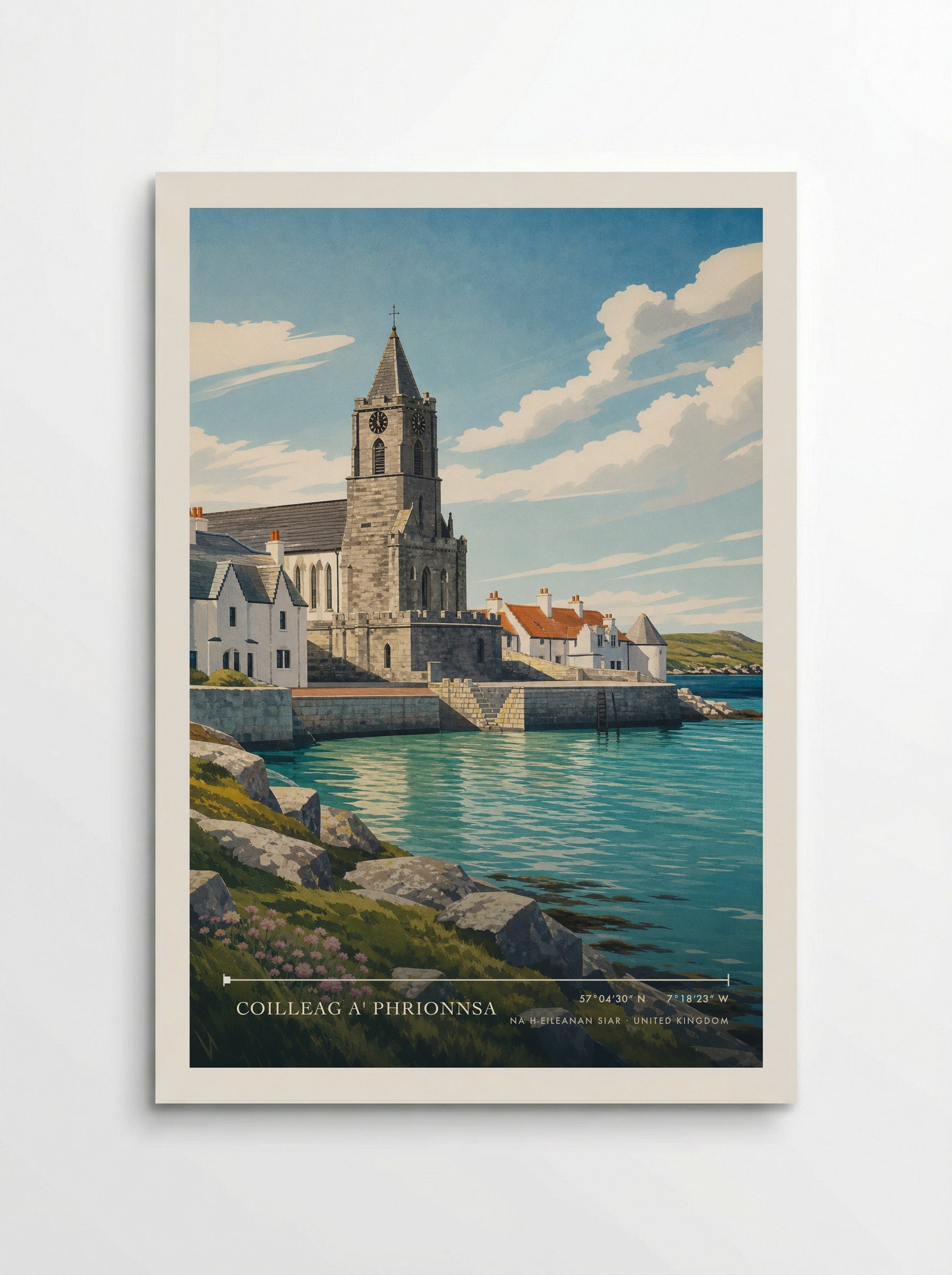 Coilleag a' Phrionnsa Na h-Eileanan Siar United Kingdom Travel Poster - Poster