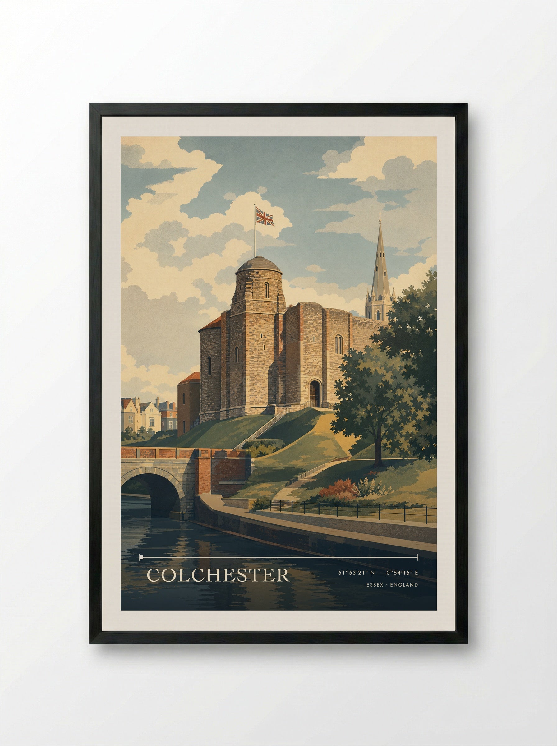 Colchester Essex England Travel Poster - Framed Print Black
